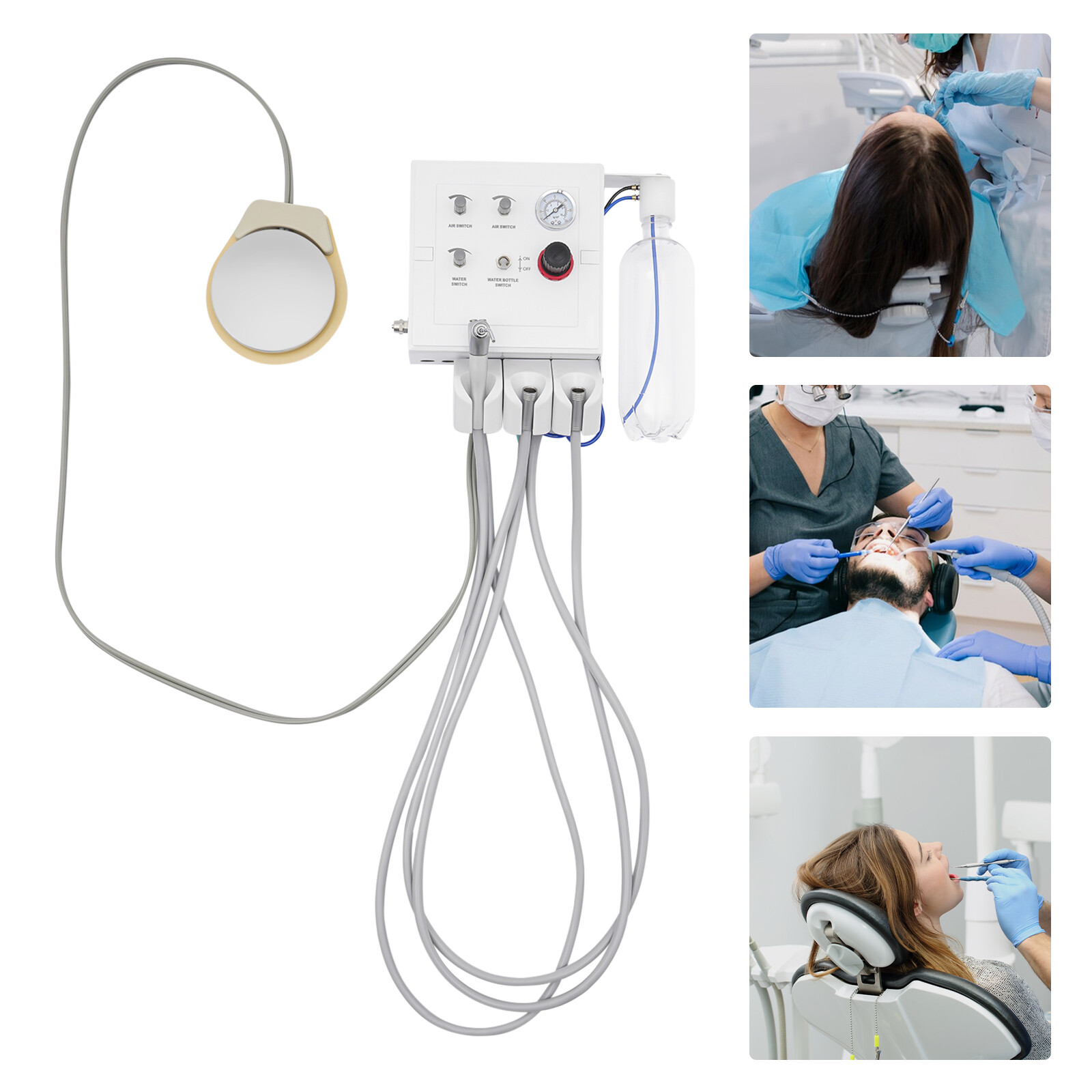 4 Holes Dental Portable Delivery Turbine Unit 3-way Syringe Wall Mounted Turbine