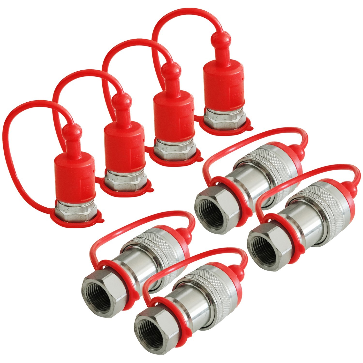 1/2″ Ag Hydraulic ISO 5675 Quick Connect Tractor Couplers with Dust Cap – 4 SET