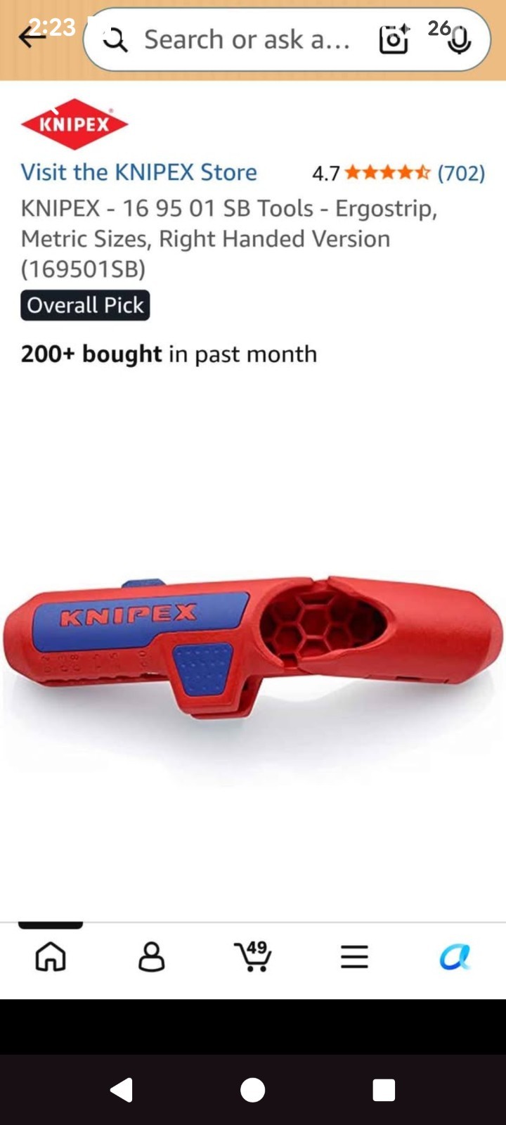 KNIPEX ErgoStrip Universal Cable Stripping Tool Red, MPN 16 95 01 SB