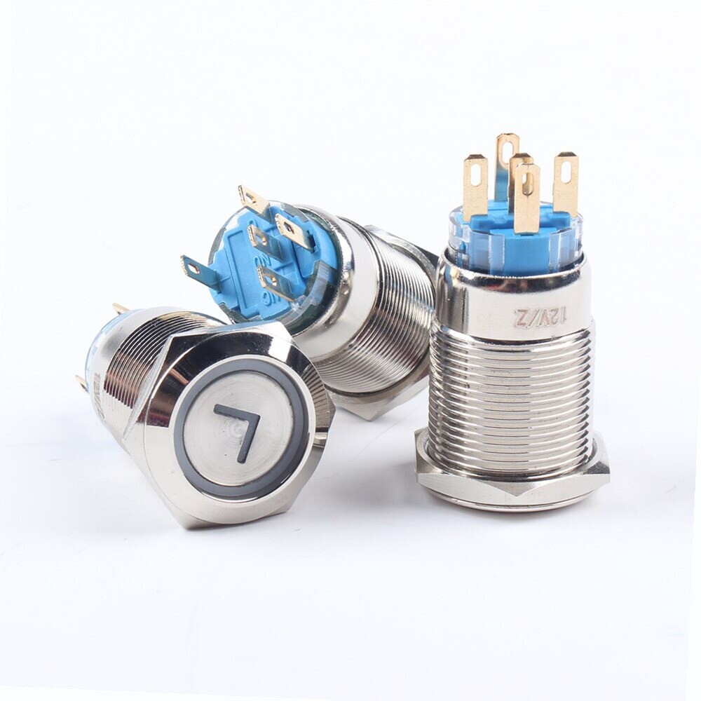 19mm Arrow L Type Momentary Push Button LED Latching Car Waterproof Illuminated