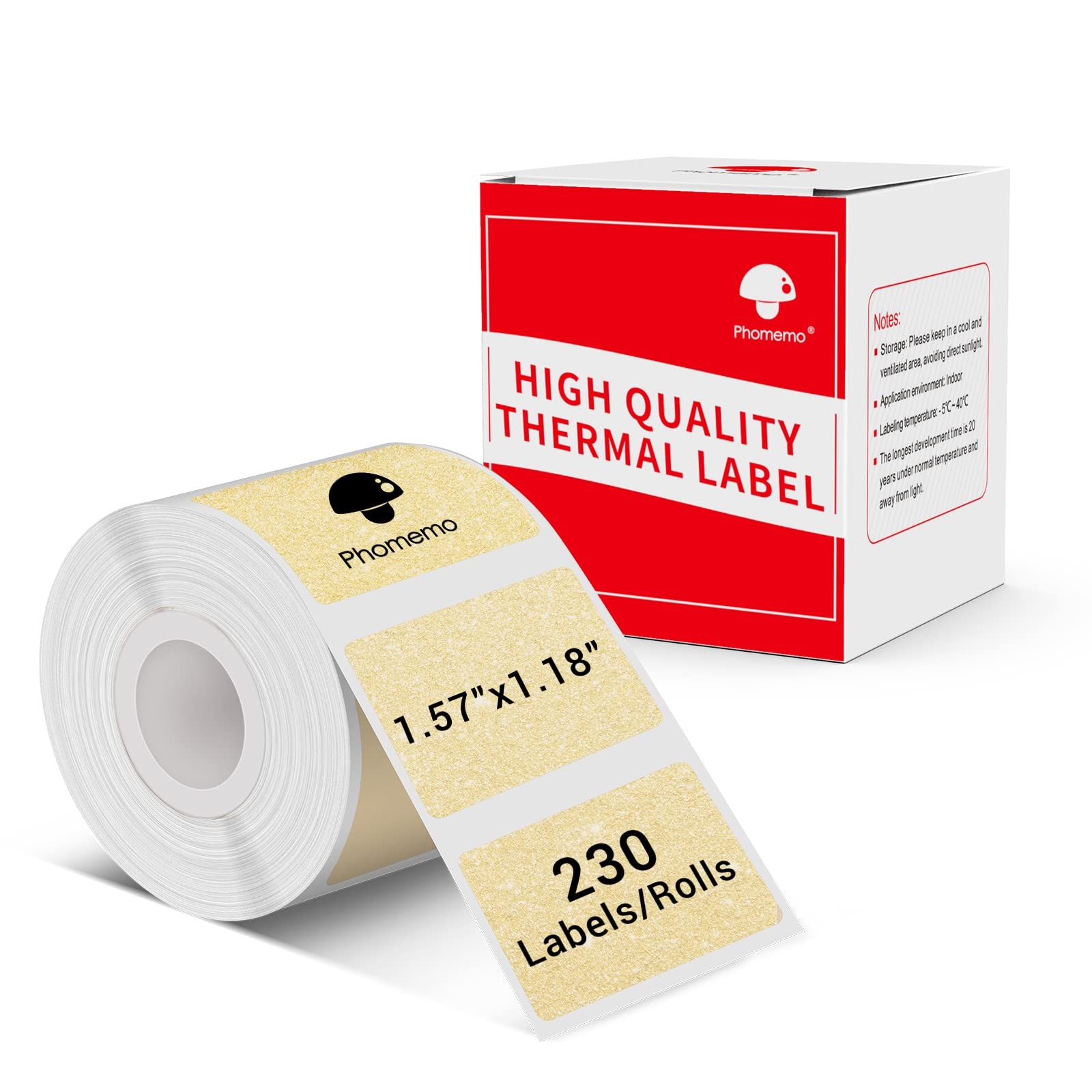 Phomemo Thermal Sticker Labels- 1.57″x1.18″(40x30mm) 1.57″x1.18″, Golden