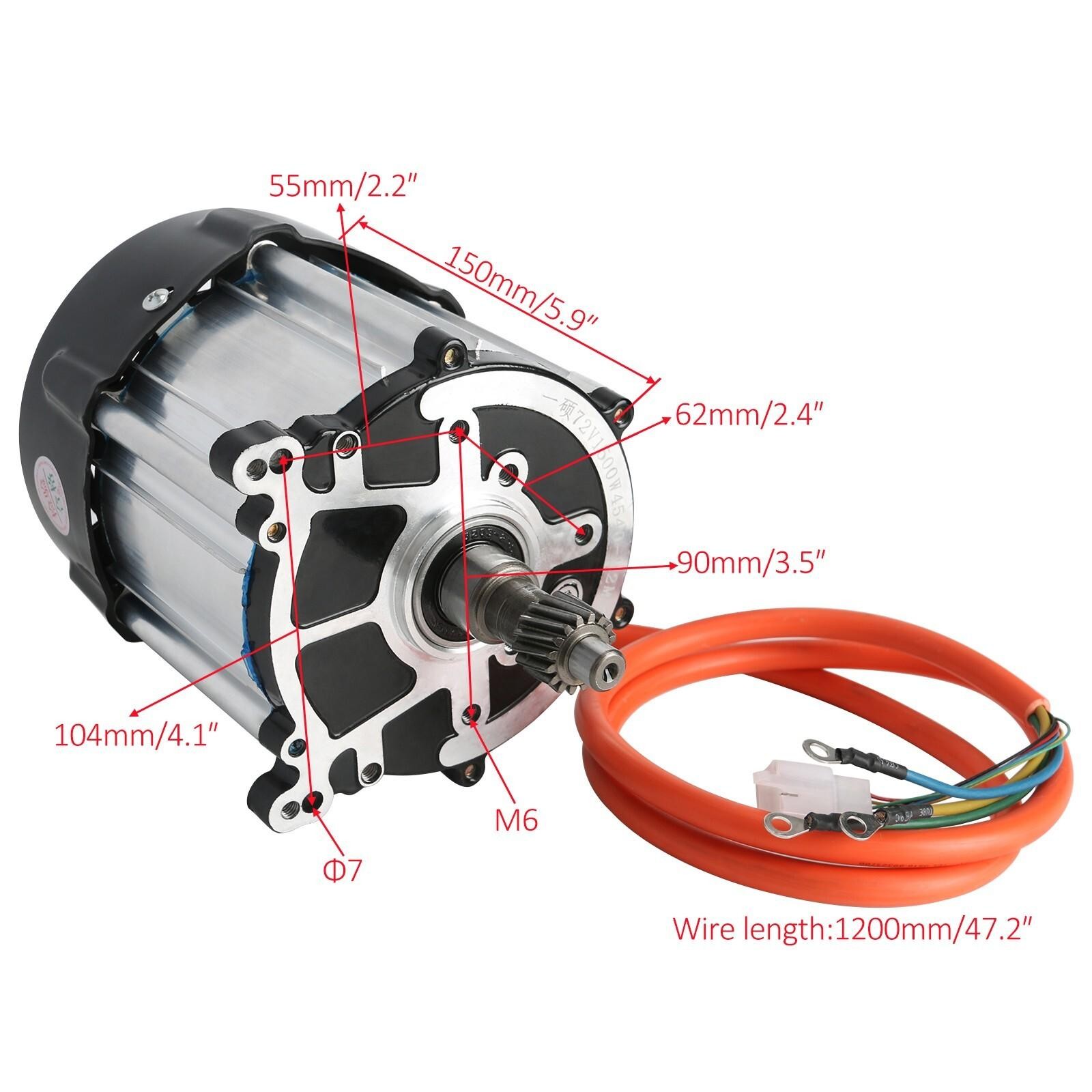 72V 1500W Brushless Differential Motor for Electric Golf Cart Tricycle Quad Bike