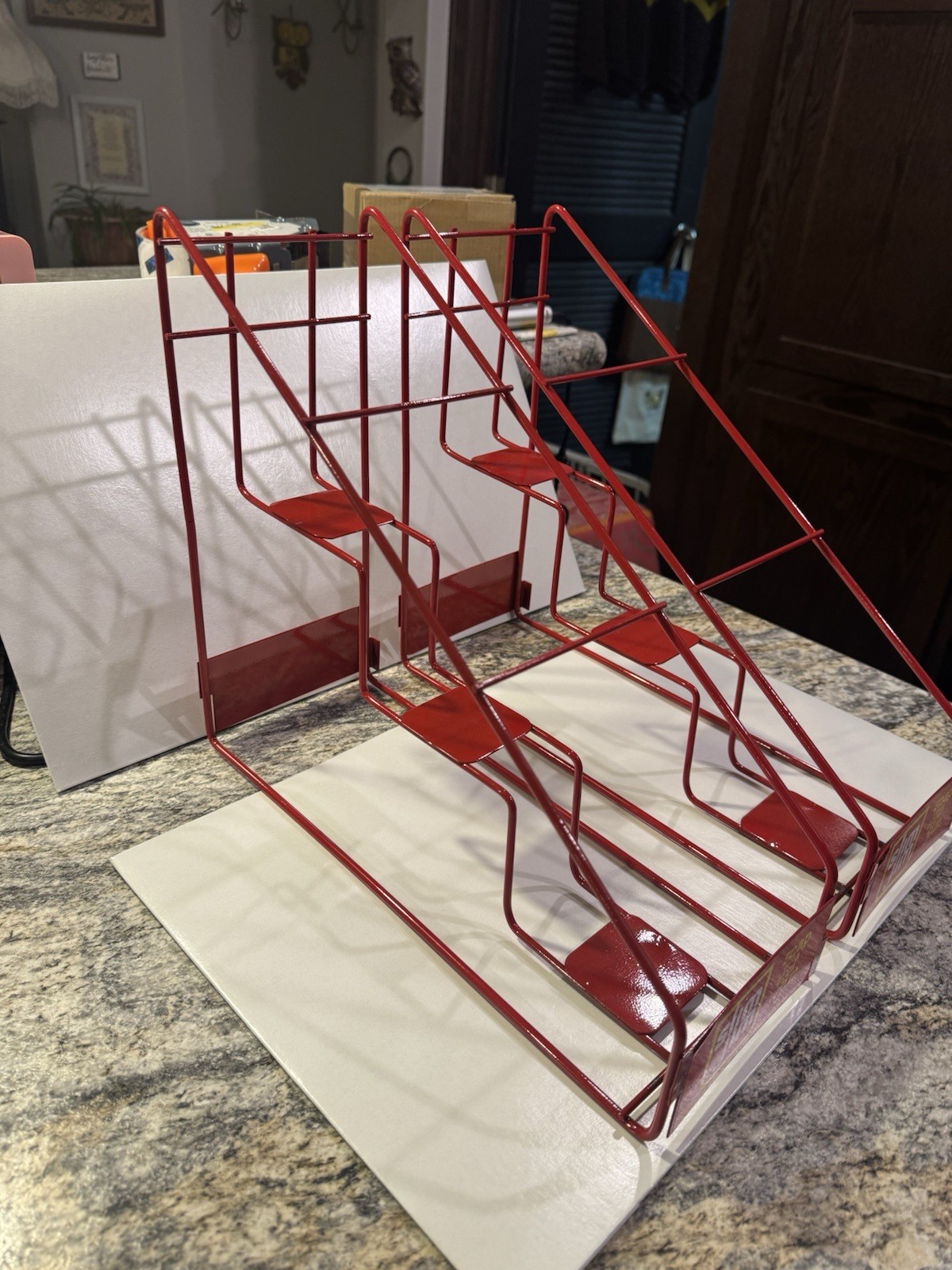 2 Slim Jim Metal Countertop Display Racks 3-Slot Red Snack Holders