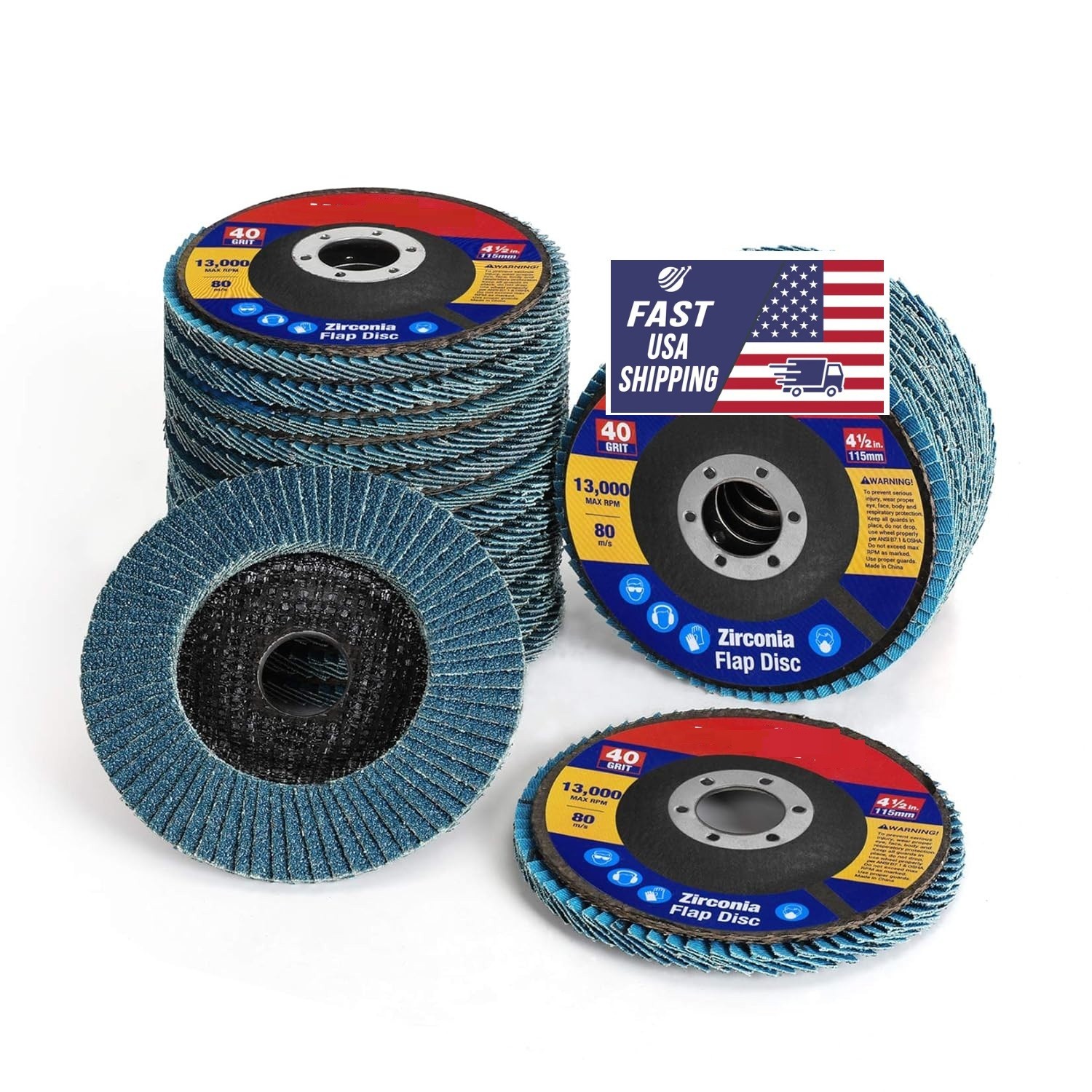 20 Discos Flap 4-1/2″ T29 Zirconia 7/8″ Granos 40/60/80/120 Amoladora
