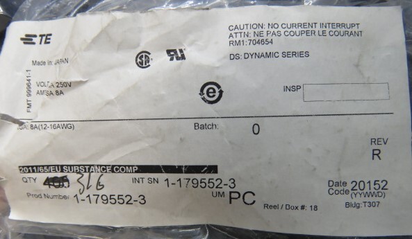 TE 1-179552-3 Qty of 30 per Lot 3 POS Conn Black