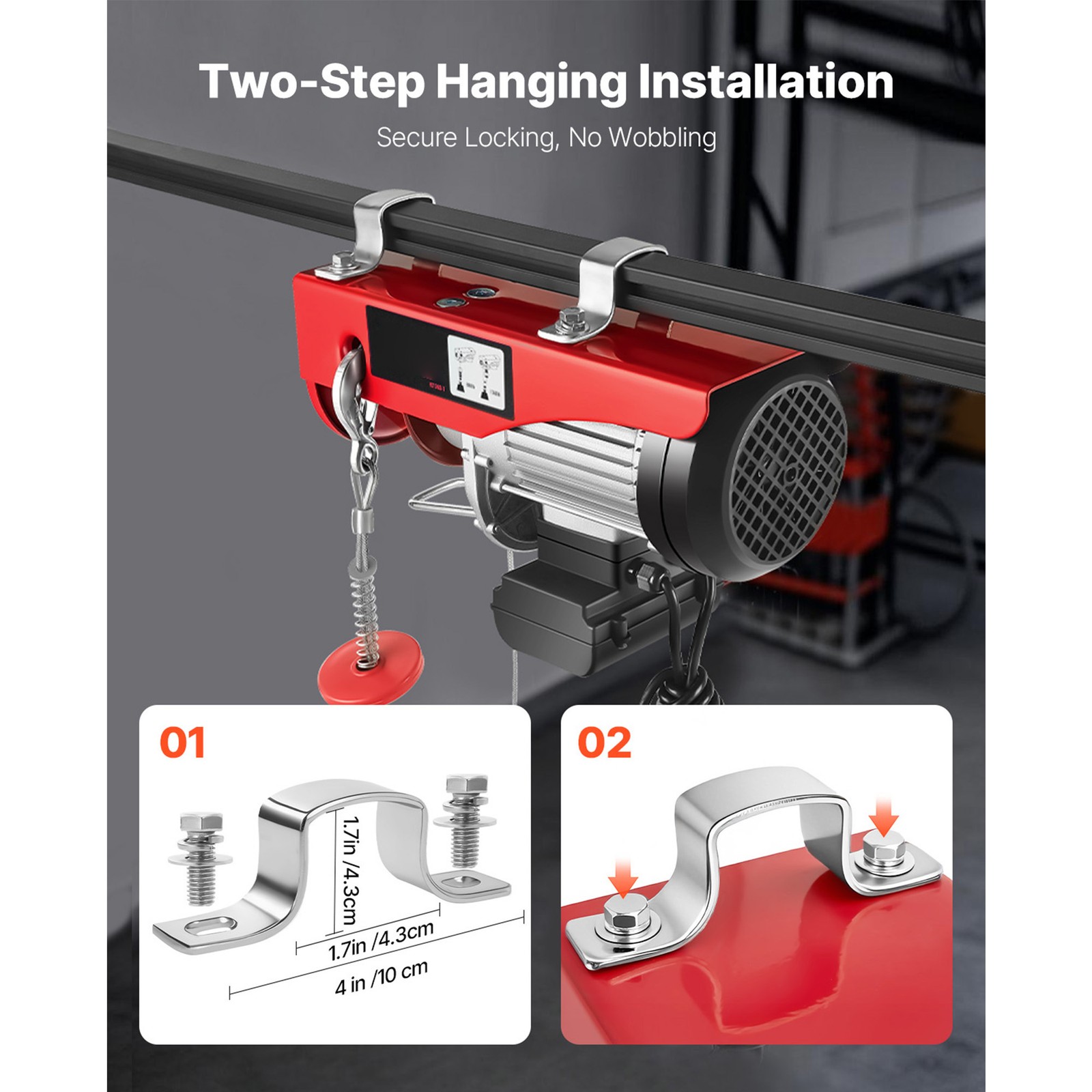 Uimoso Electric Hoist 1760lbs Crane Winch with Wired Remote Control 1450W 110V