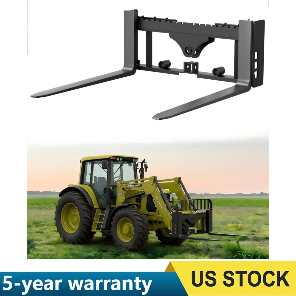 Skid Steer Pallet Fork Frame Attachment, 42″ Fork & 45″ Frame, 4000lbs Capacity