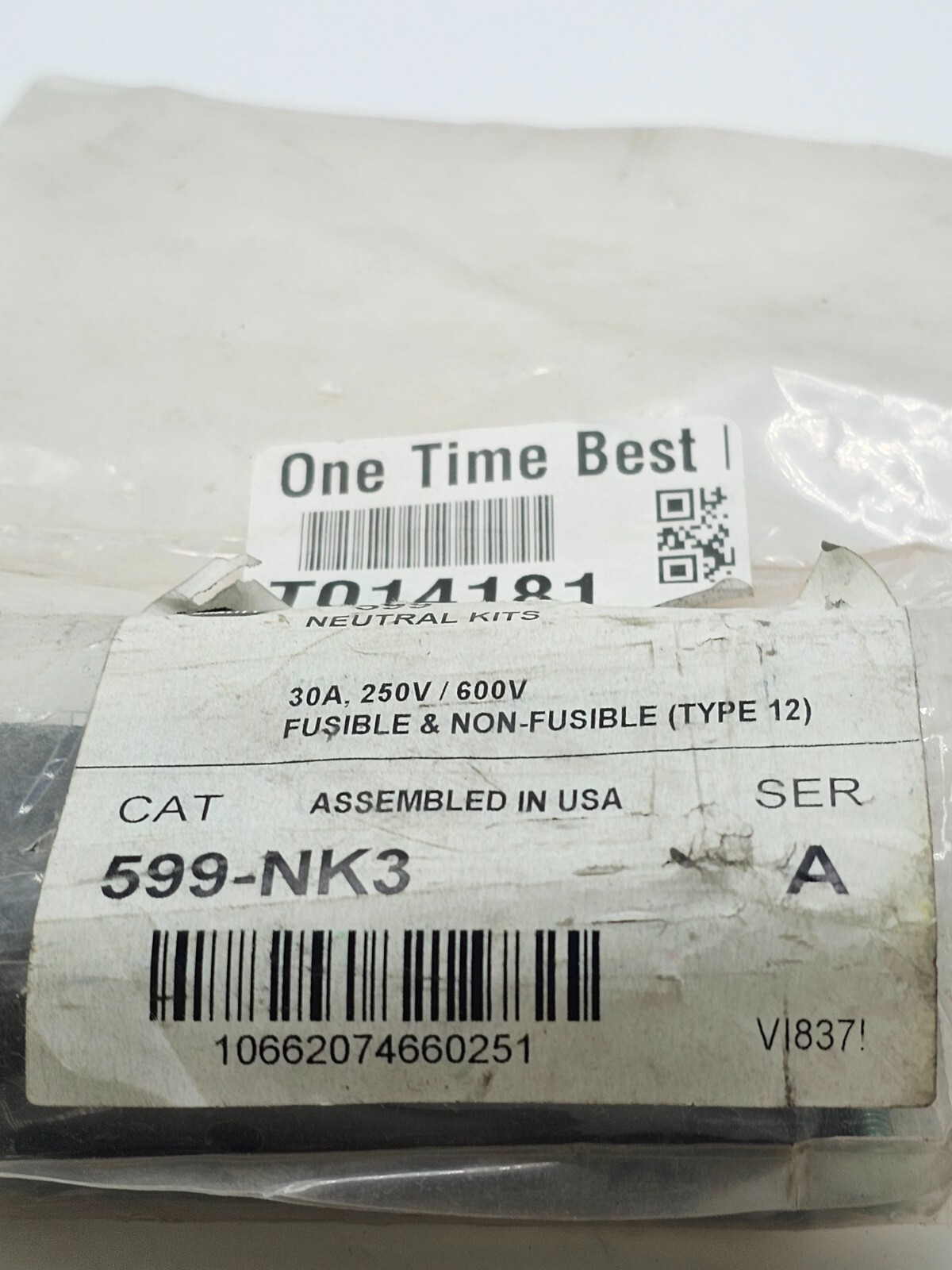 AB 599-NK3 Neutral 30A, 250V / 600V Fusible & Non-Fusible (TYPE 12)
