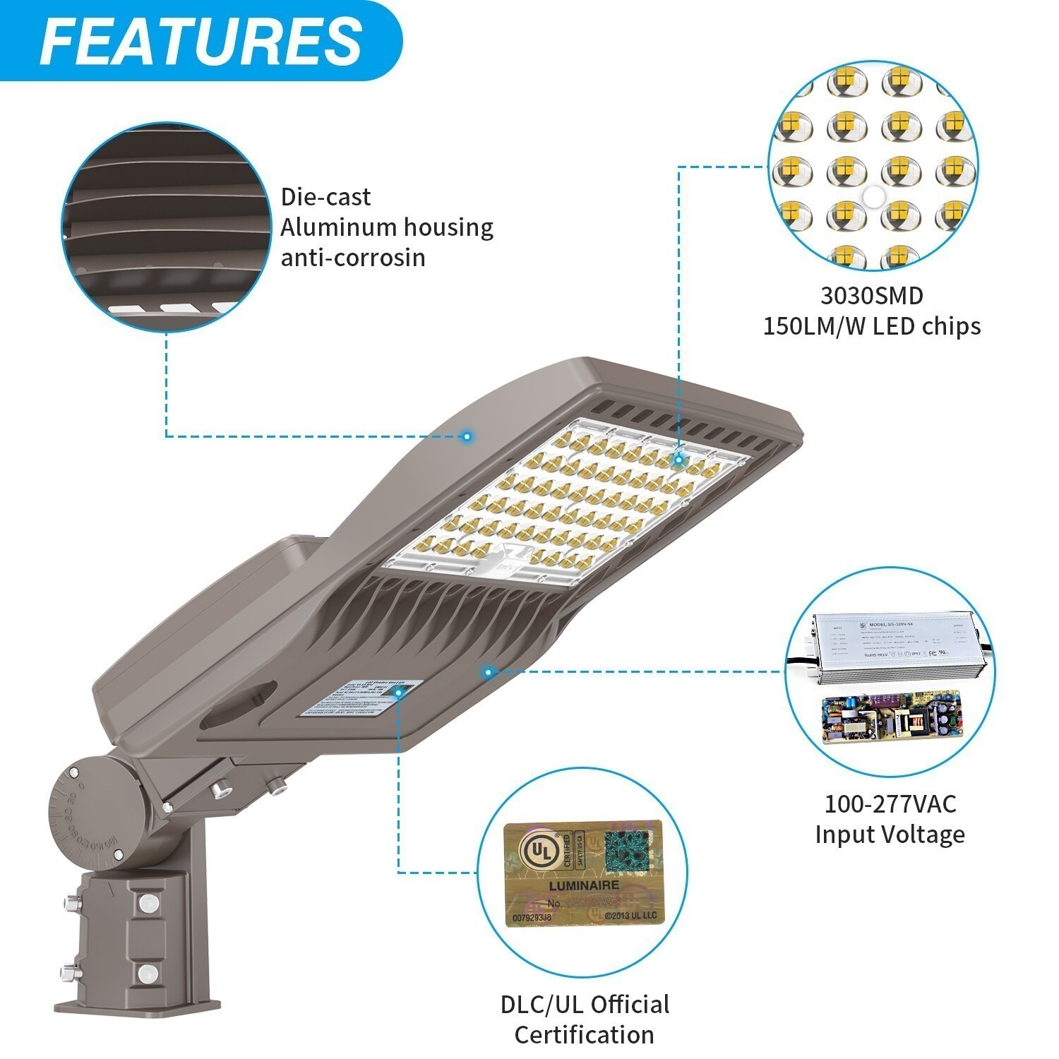 4PACK LED Stadium Light 200W Parking Lot Shoebox Street Security Flood Lighting