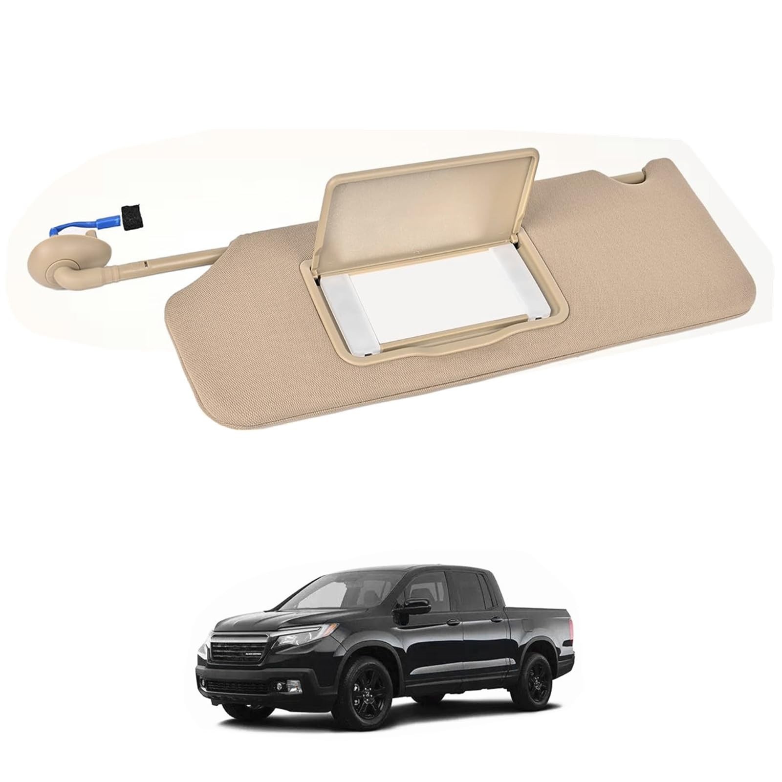 Sun Visor Driver LH Beige with Mirror Light for Pilot Ridgeline Passport 2016-23