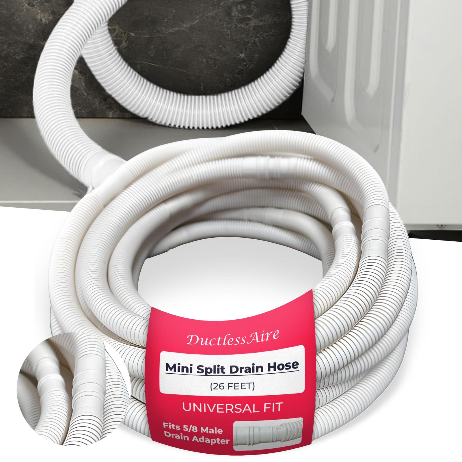 Ductless HVAC Mini Split Drain Hose – Flexible Condensate Line 26 ft, Beige