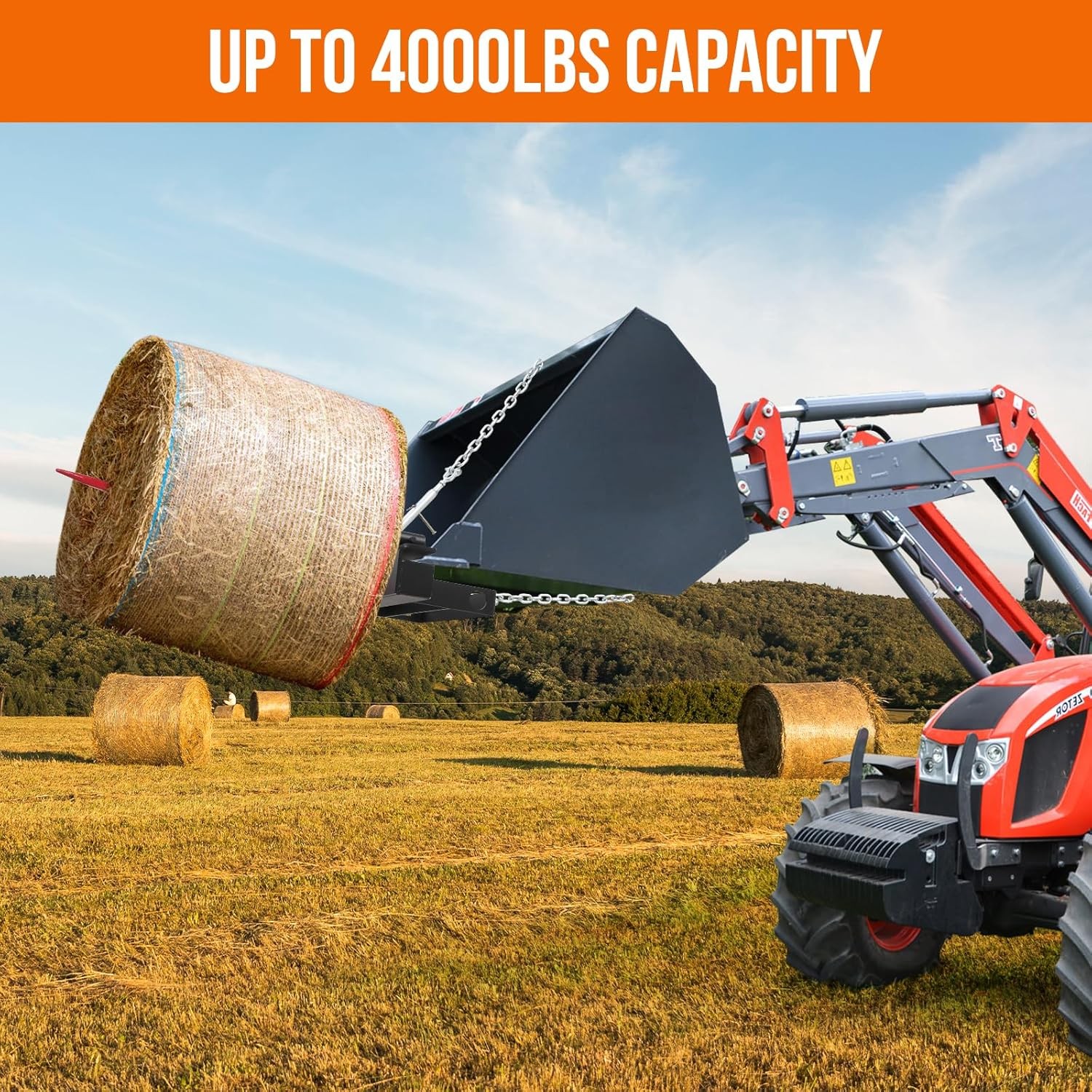 Garvee 3000BLS Universal Hay Bale Spear Tractor Bucket Spike Forks w 1pcs Spears
