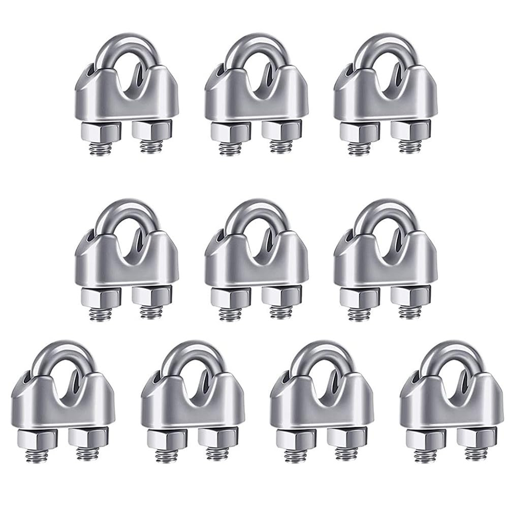 10PCS 1/4 Inches M6 Stainless Steel Wire Rope Cable Clip Clamp