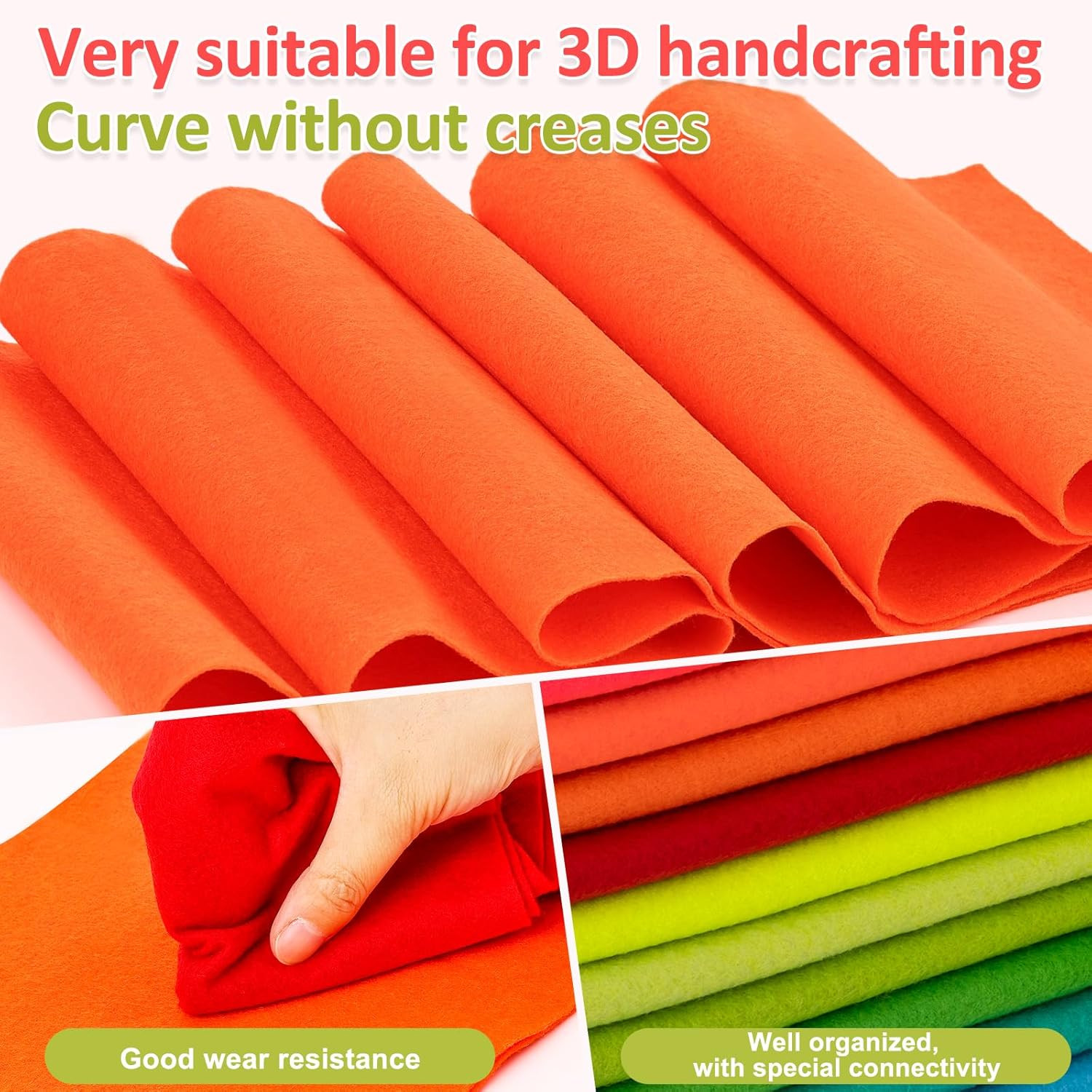 12 Rolls 8″X35″(20.5X90Cm) 1.4Mm Thick Soft Felt Fabric Sheet 12 Assorted Neon S