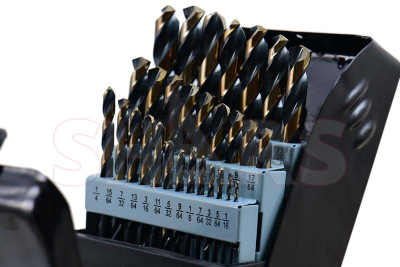 29 Pcs HSS 6542 1/16″ To 1/2″ By 64ths 135° Jobber Drill Set High Speed Steel P}