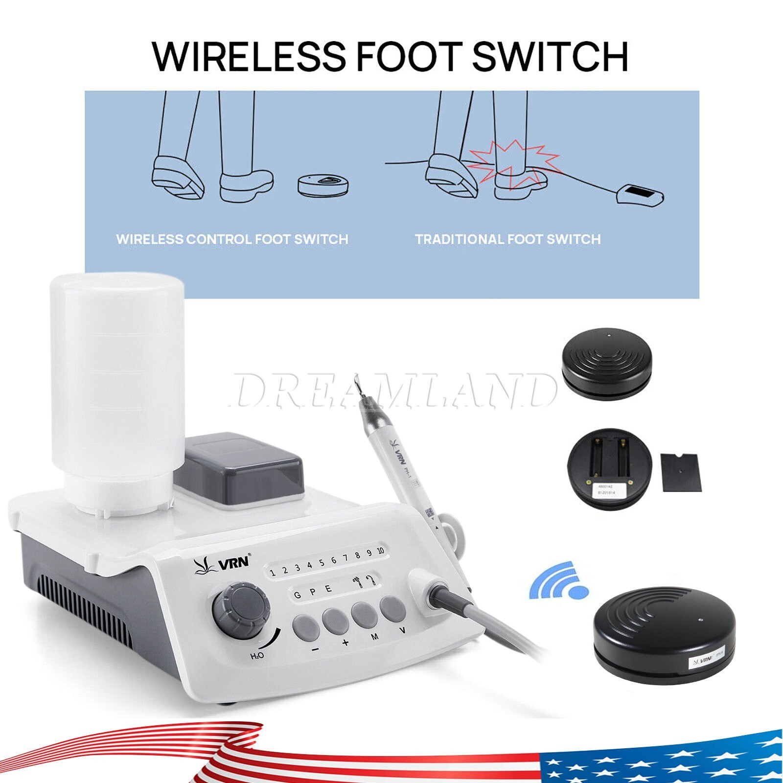 UPS VRN Dental Portable Ultrasonic Piezo Scaler A8 LED Detachable Handpiece