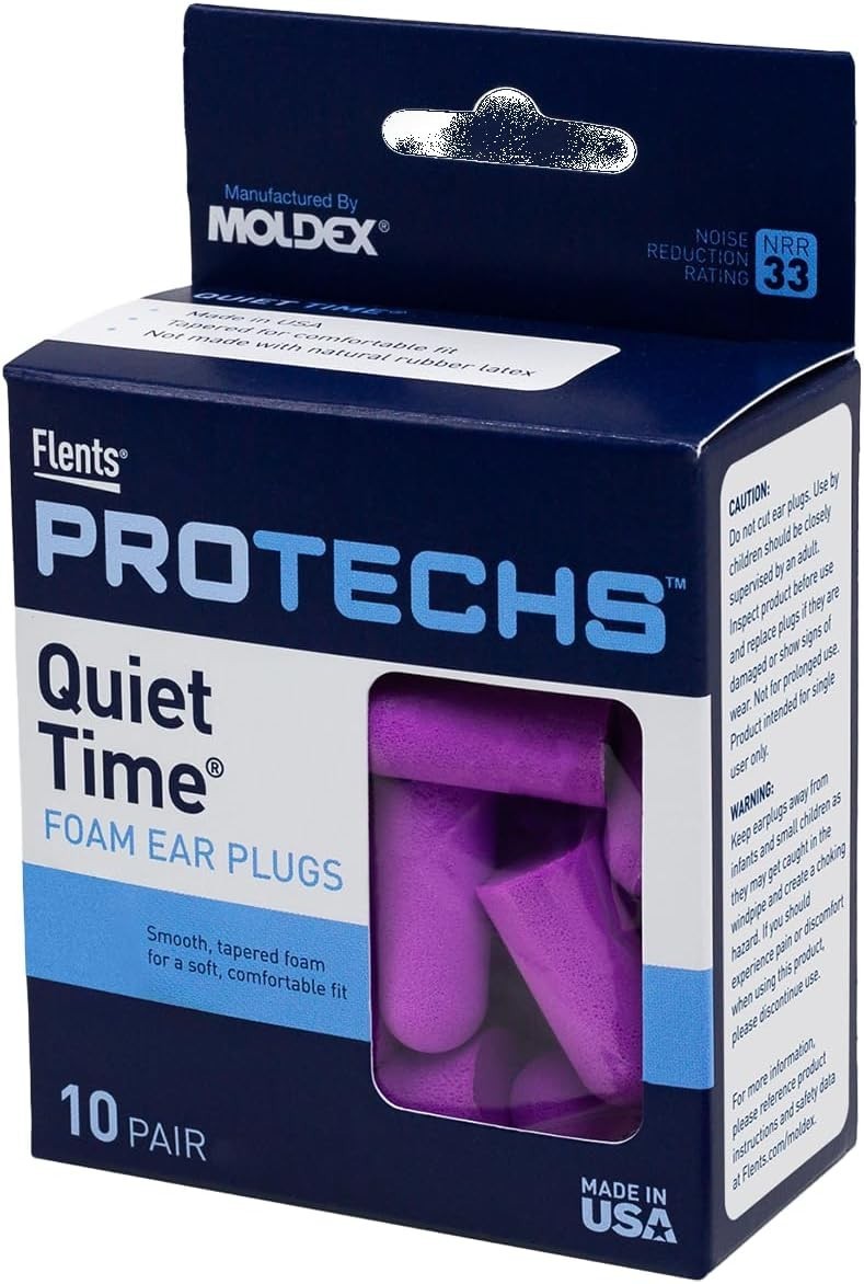 10 Pair Protechs Reusable Foam Ear Plugs in Purple – NRR 33 for Serenity & Focus
