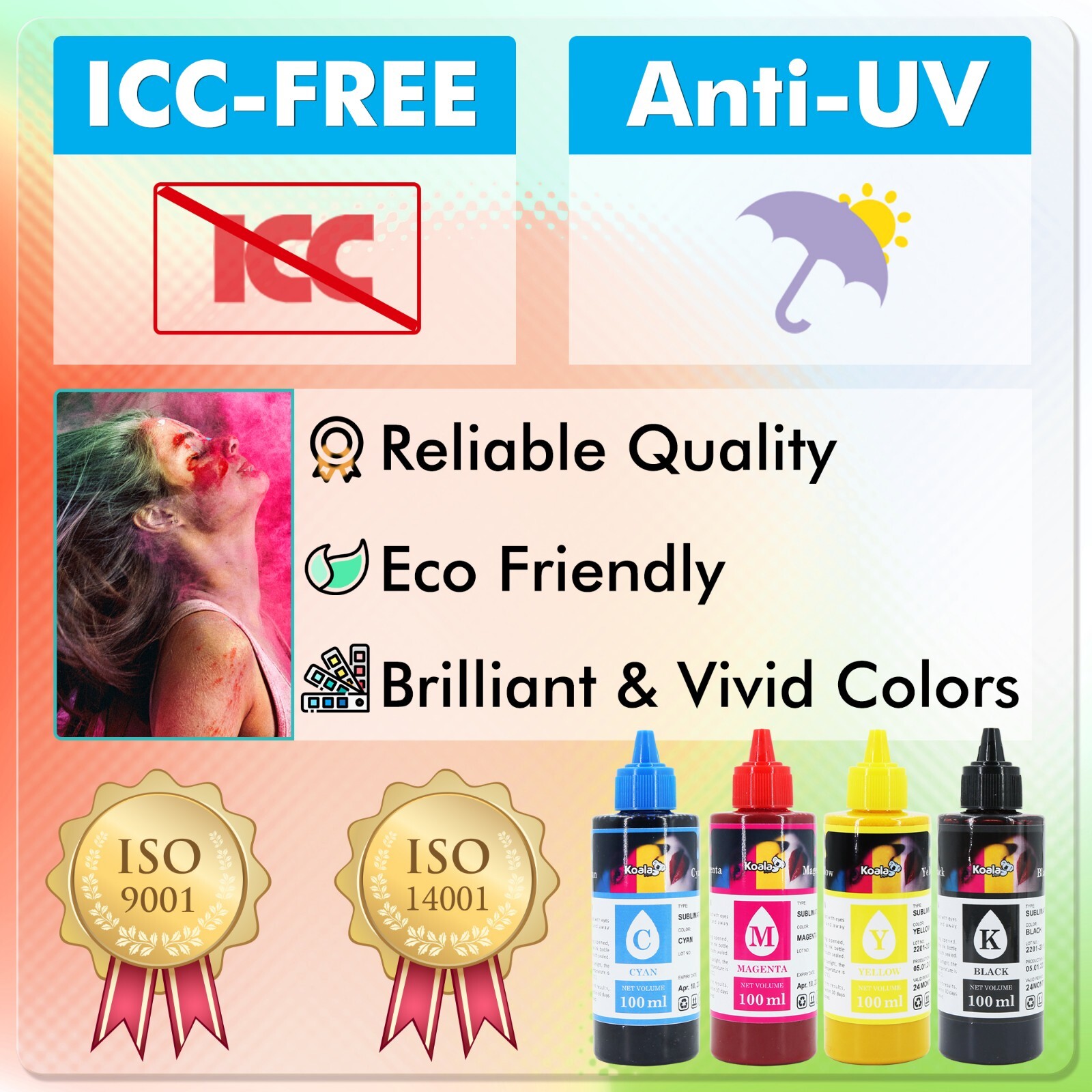 2 Bottles 200ML Koala Sublimation Ink BLACK for All Inkjet Printers