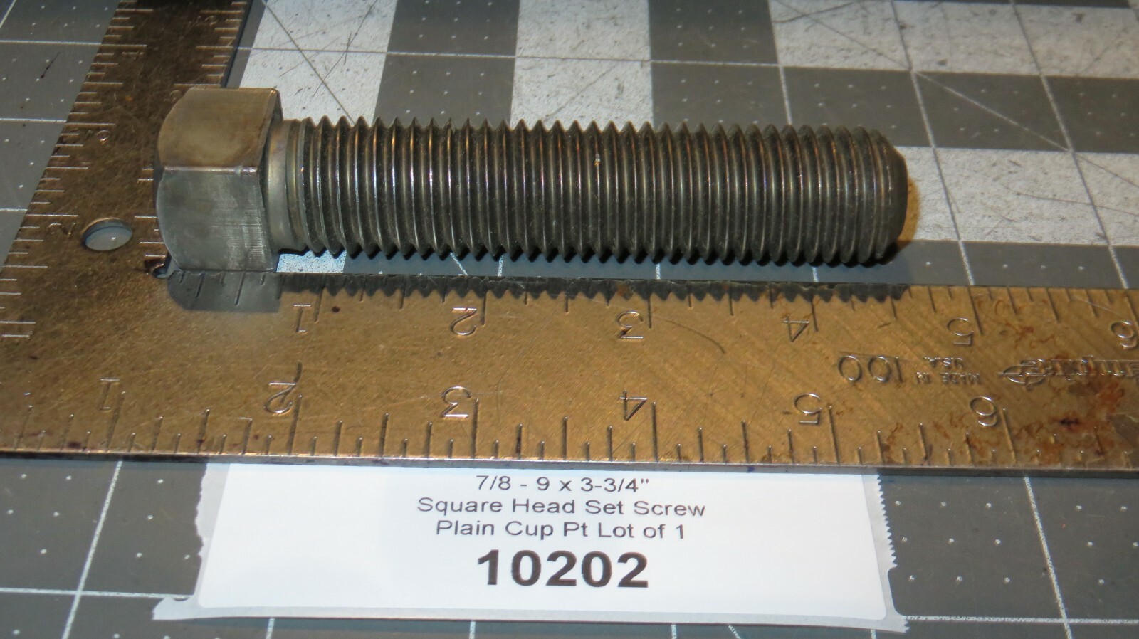 7/8 – 9 x 3-3/4″ Square Head Set Screw Plain Cup Pt Lot of 1