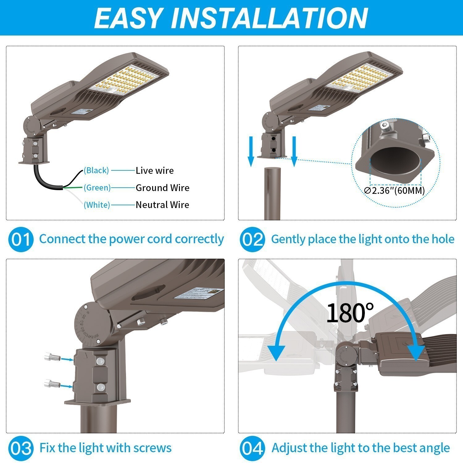 4PACK LED Stadium Light 200W Parking Lot Shoebox Street Security Flood Lighting