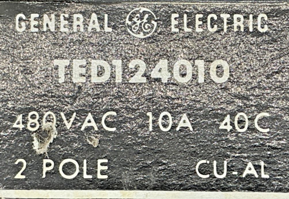 GE General Electric TED124010 Circuit Breaker 2-Pole 10A 480VAC