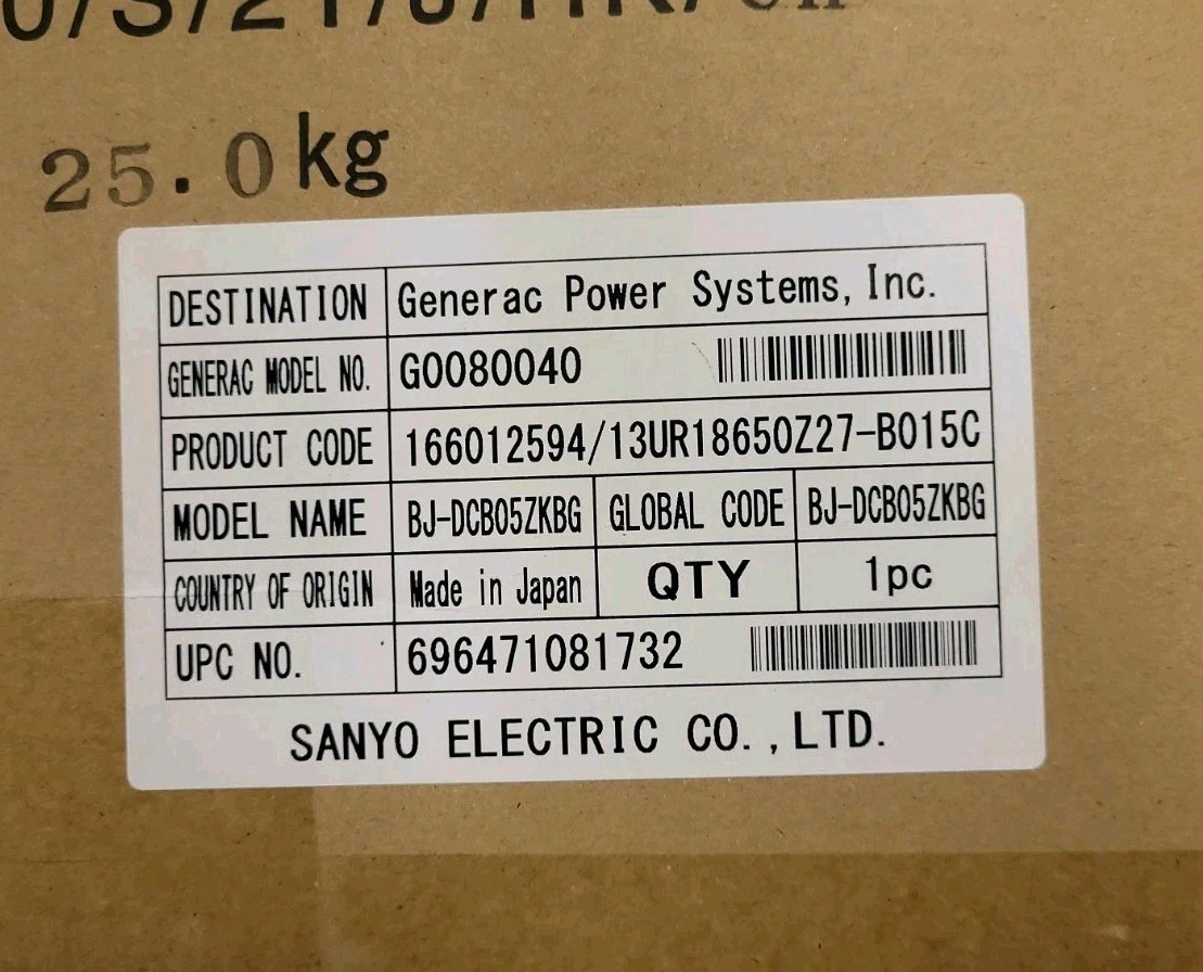 Generac G0080040 3.0kWh lithium-ion PWRcel Battery Module New in Box