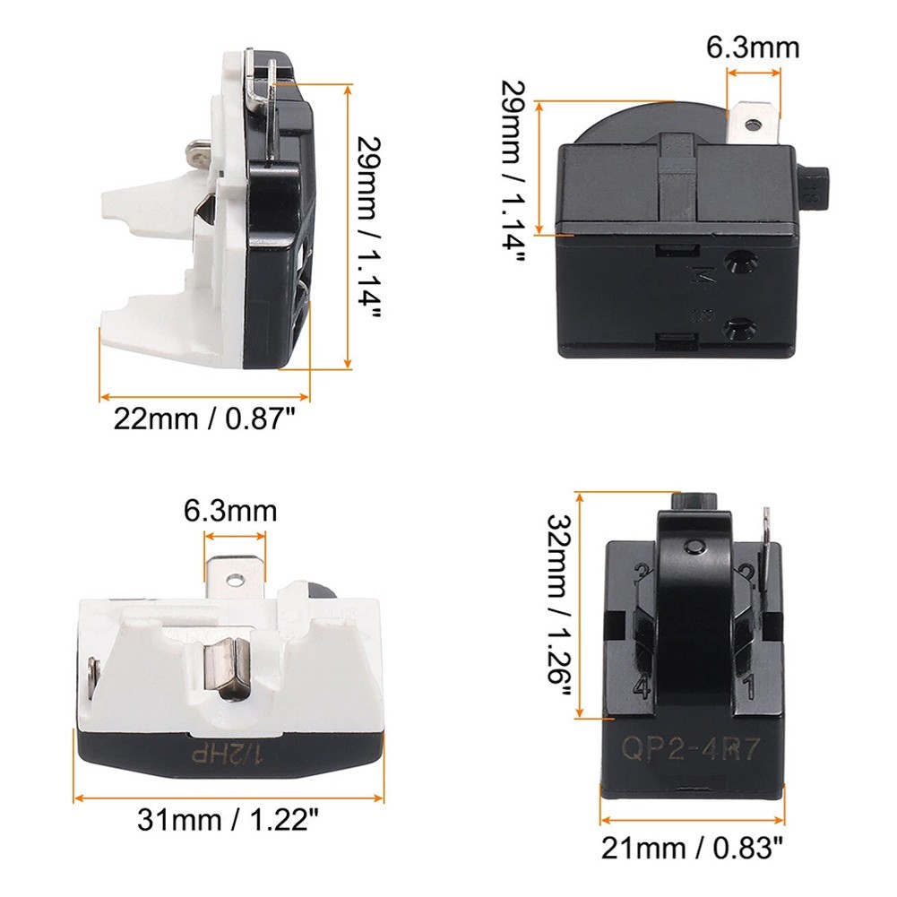 1/2HP Refrigerator PTC Starter Relay 1 Pin 4.7 Ohm with Overload Protection