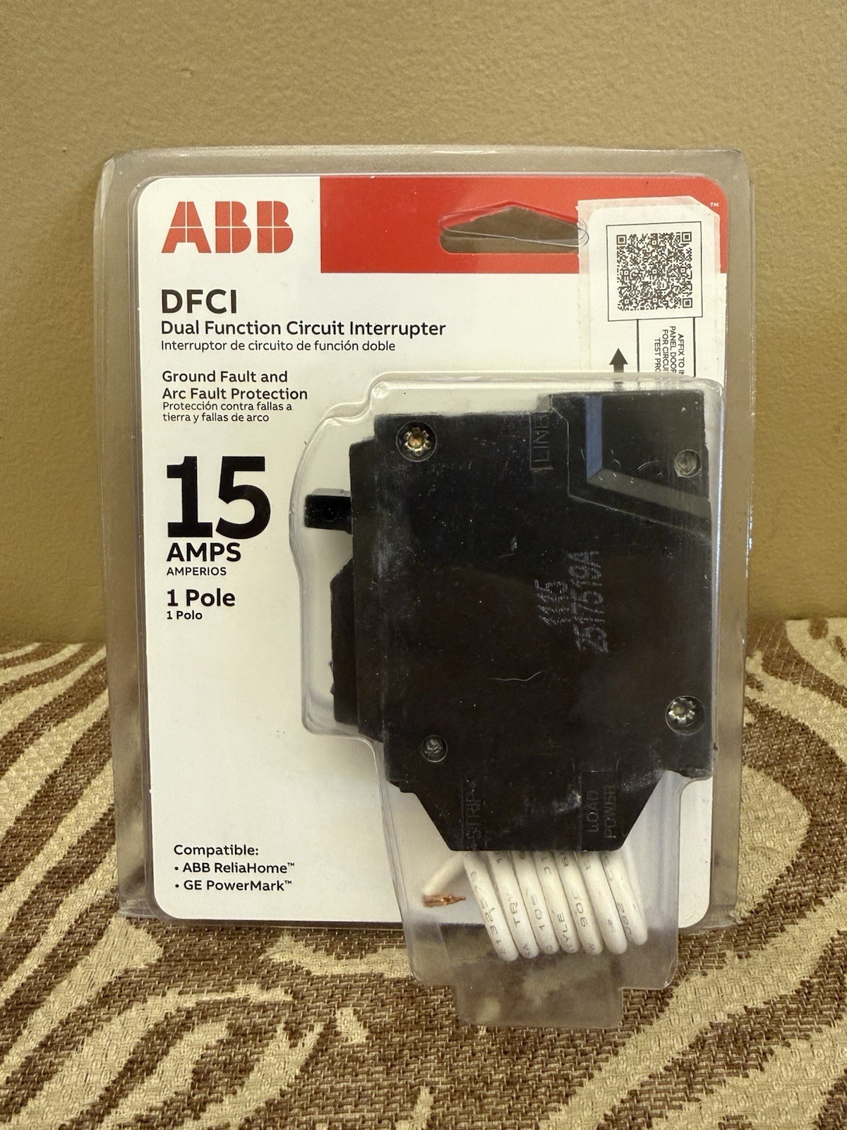 ABB 15 Amp Single-Pole Dual Function Arc Fault/GFCI Breaker (THQL1115DFA)