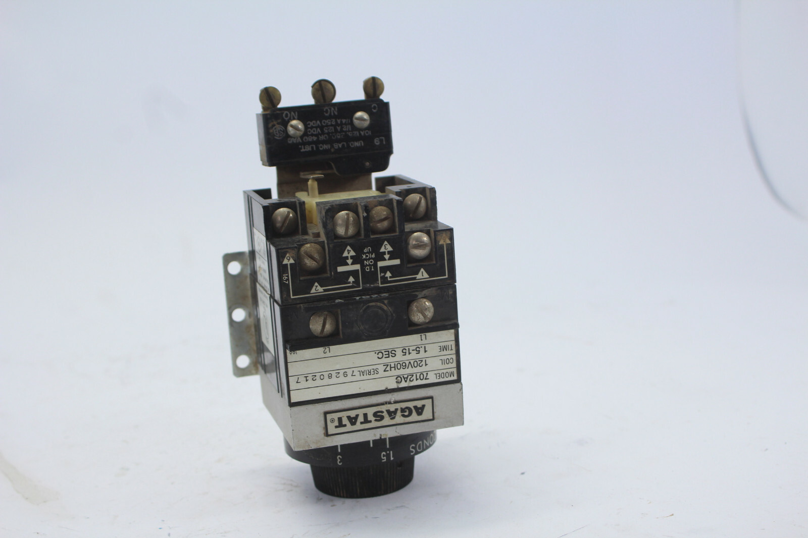 Agastat 7012AC Timing Delay Relay 120V 1.5-15 Seconds Used