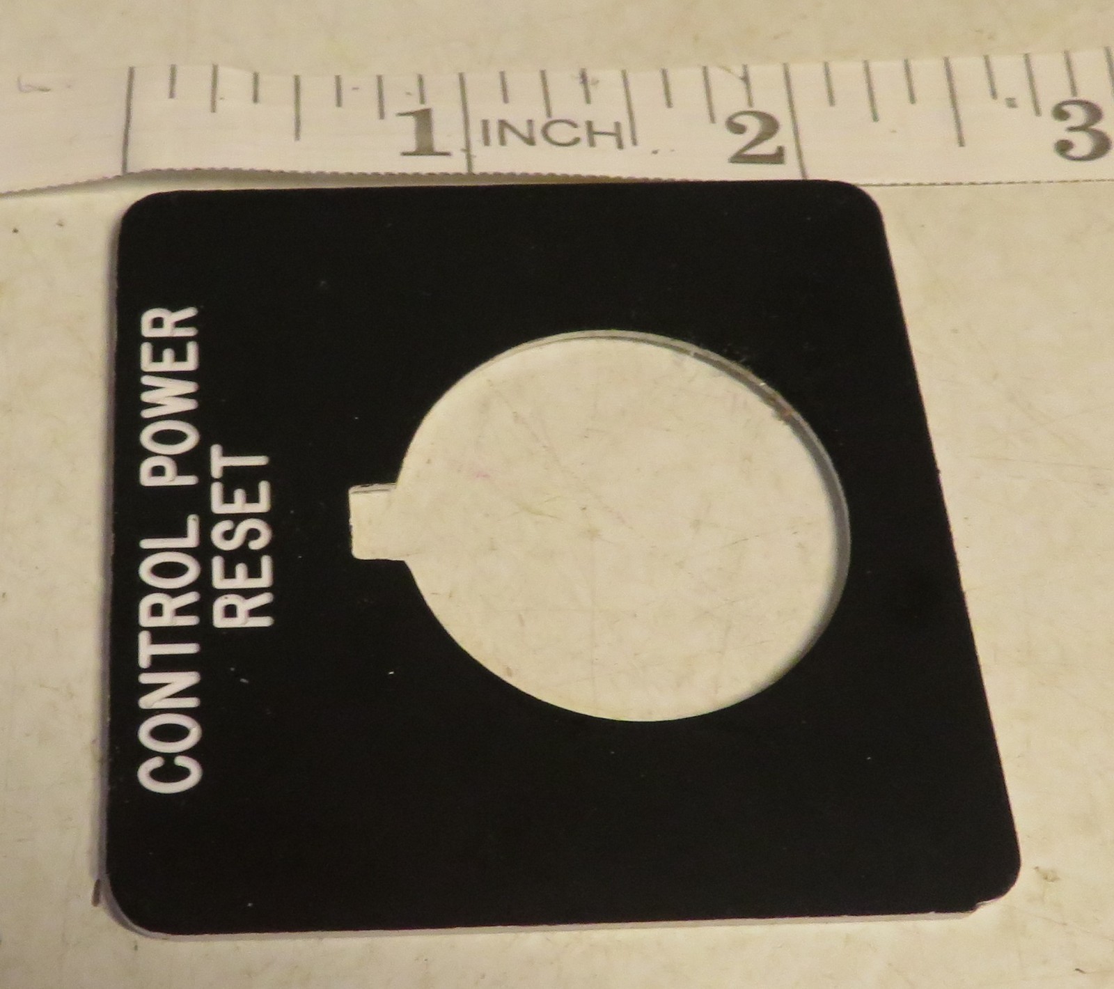 CONTROL POWER RESET WARNING LEGEND PLATE 2-1/4″ PLASTIC LAMACOID WARNING Unbrand