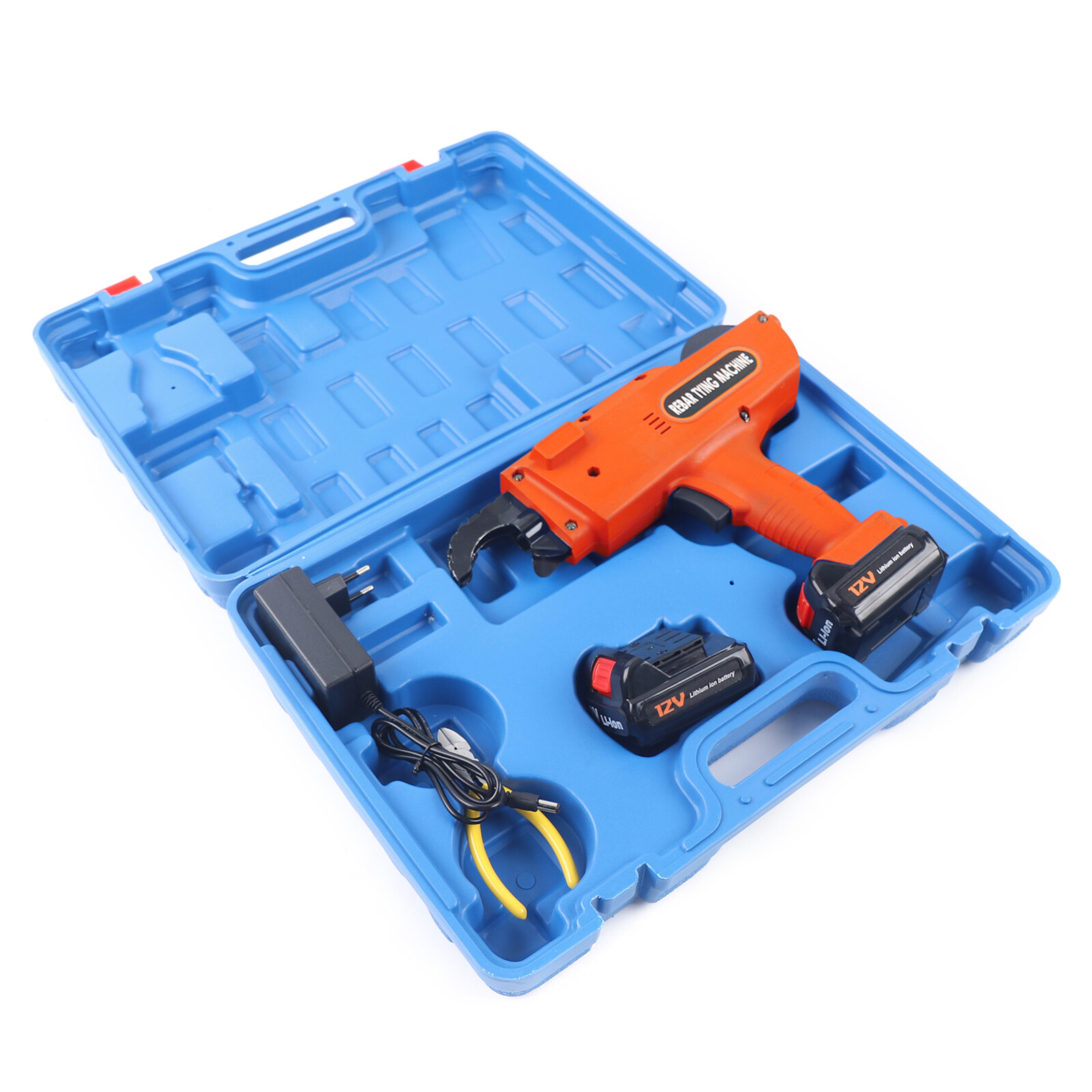 2 Battery Automatic Rebar Tying Machine Electric Rebar Tier Tool 8-34mm 4500Mah