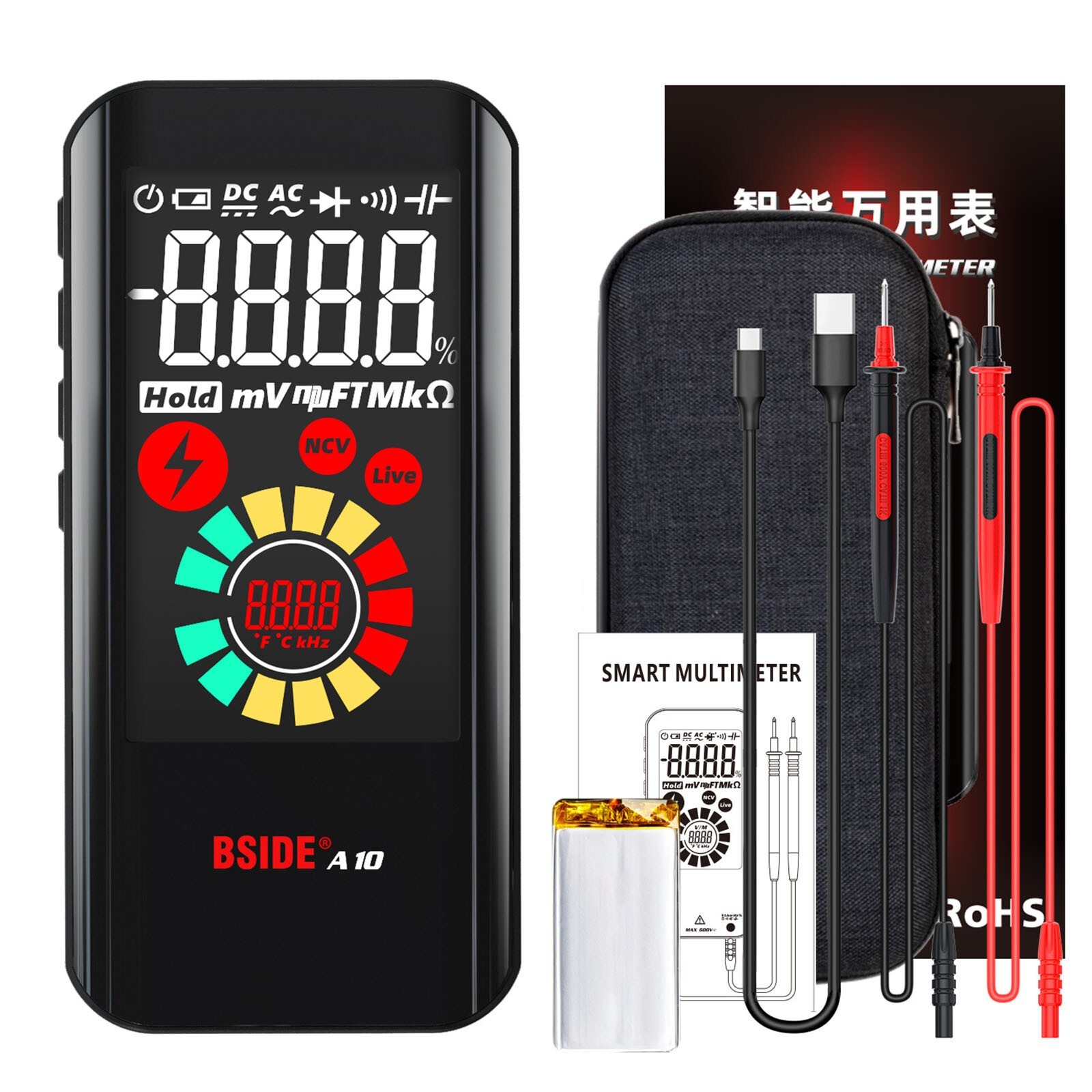 BSIDE A10 Smart 9999 Counts Multimeter Digital Display AC/DC Voltmeter