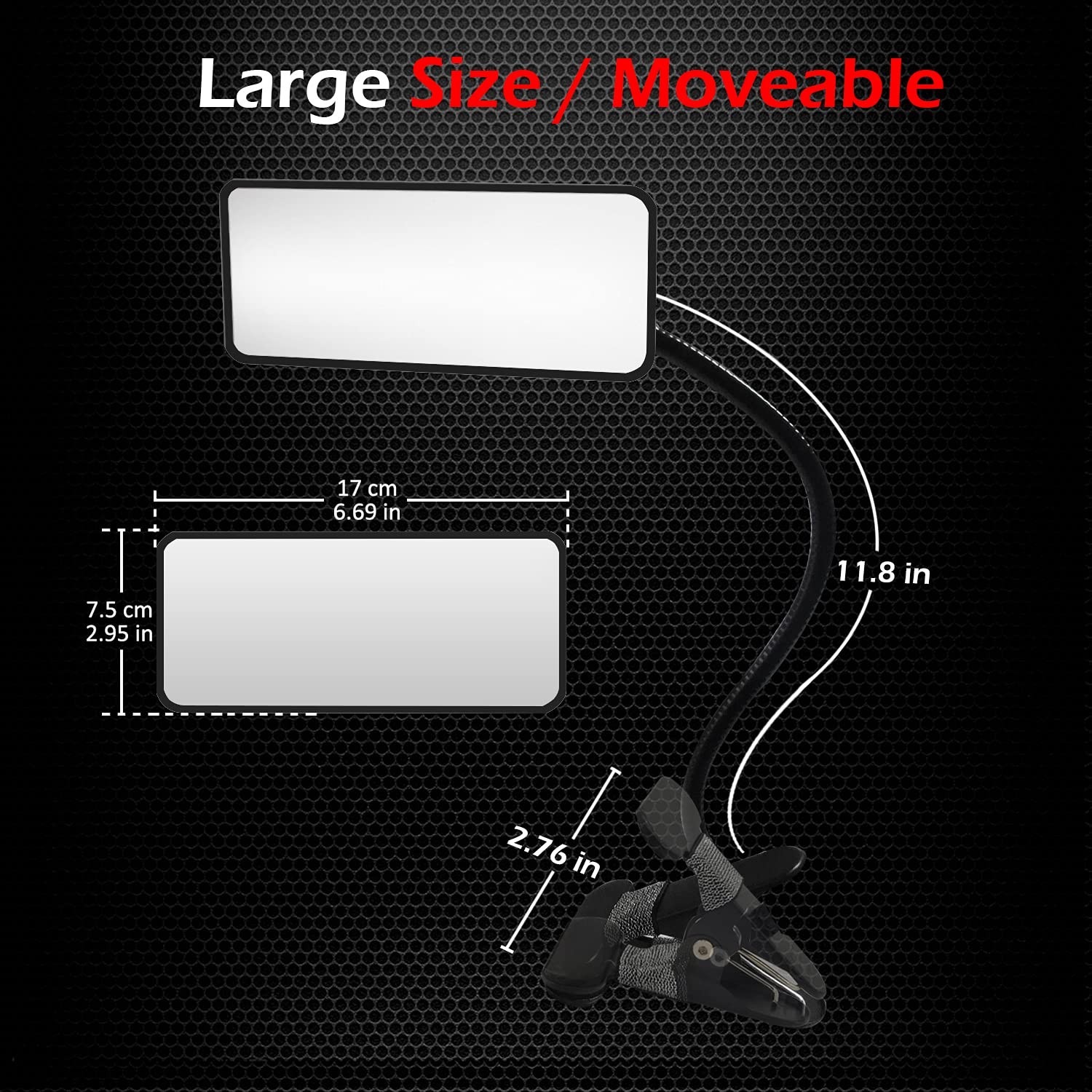 Acrylic Clip On Security Mirror 6.69″ x 2.95″ Rectangle – Flexible Convex