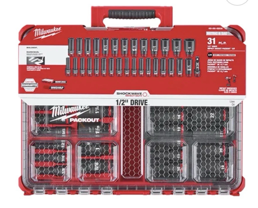 Milwaukee Tool 49-66-6806 Shockwave Impact Duty Socket 1/2 In Dr 31Pc Packout