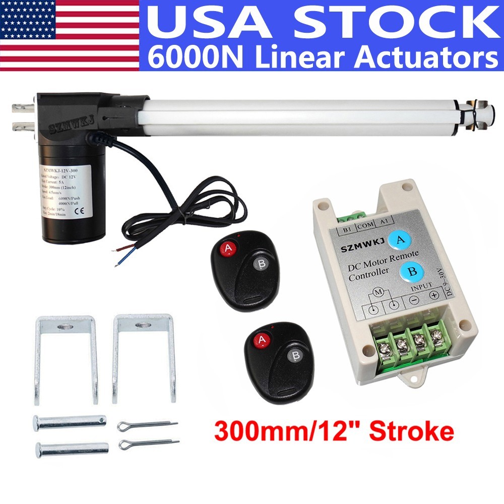 Heavy Duty 6000N 12″ Linear Actuator 12V Motor W/ Forward Reverse Controller Kit