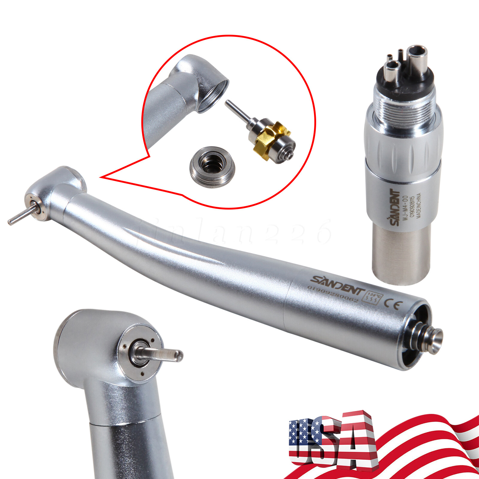 1-10* NSK Style Dental High Speed Handpiece Turbine with 4 Holes Quick Coupler