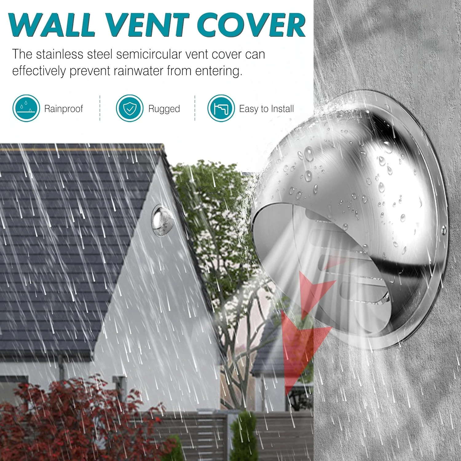 4» Stainless Steel Dryer Vent Cover Outdoor Vent Cover for Kitchen Bath House