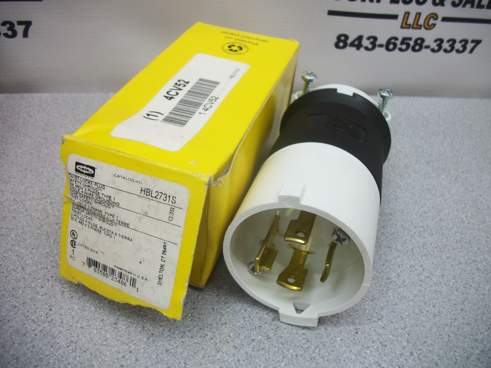 HUBBELL SAFETY SHROUD TWIST-LOCK PLUG HBL2731S 30AMP 480VOLT 3PH 3P 4W+G NIB