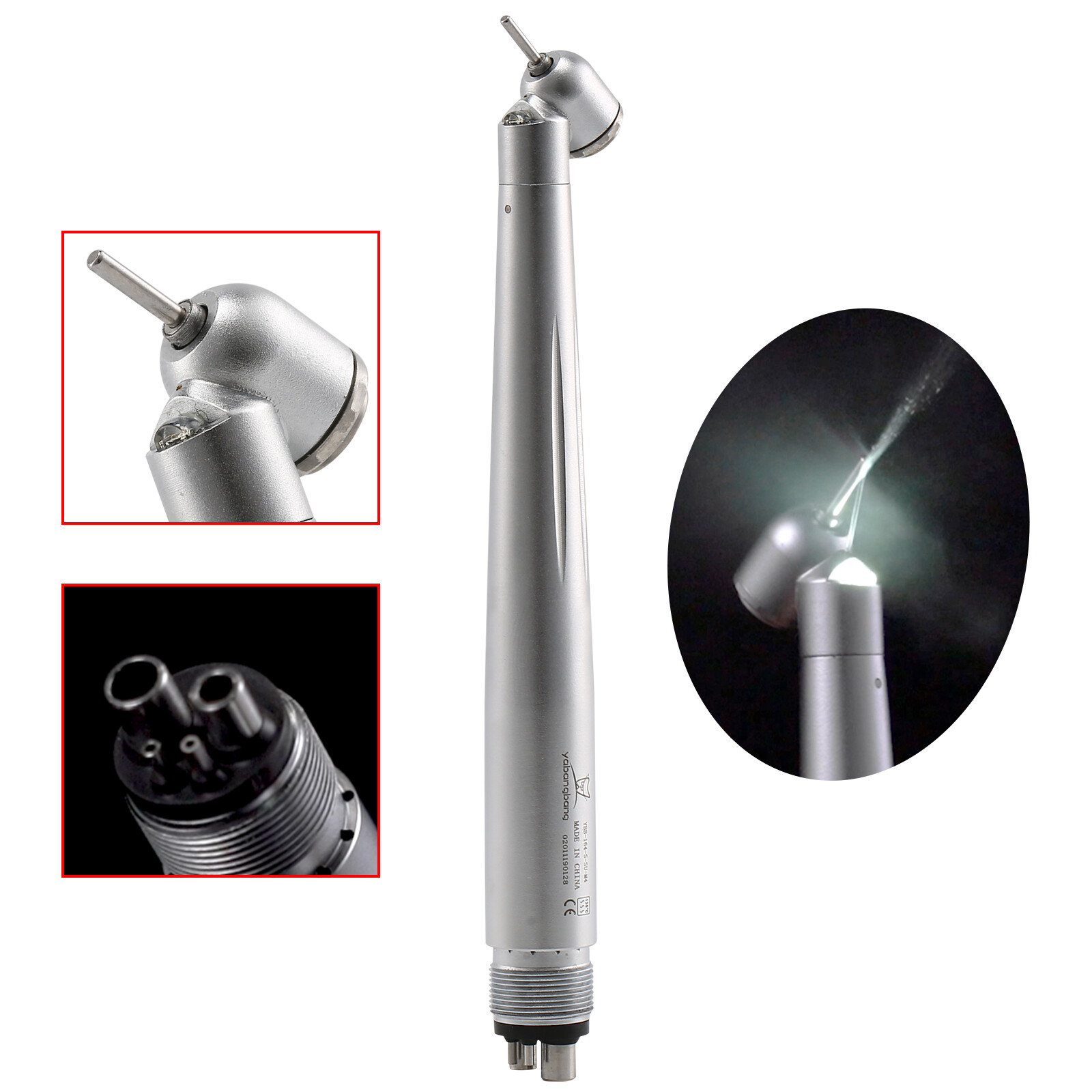 LED Dental Surgical Handpiece 45° Angle 4 Hole Midwest Rear Exhaust Impact Air