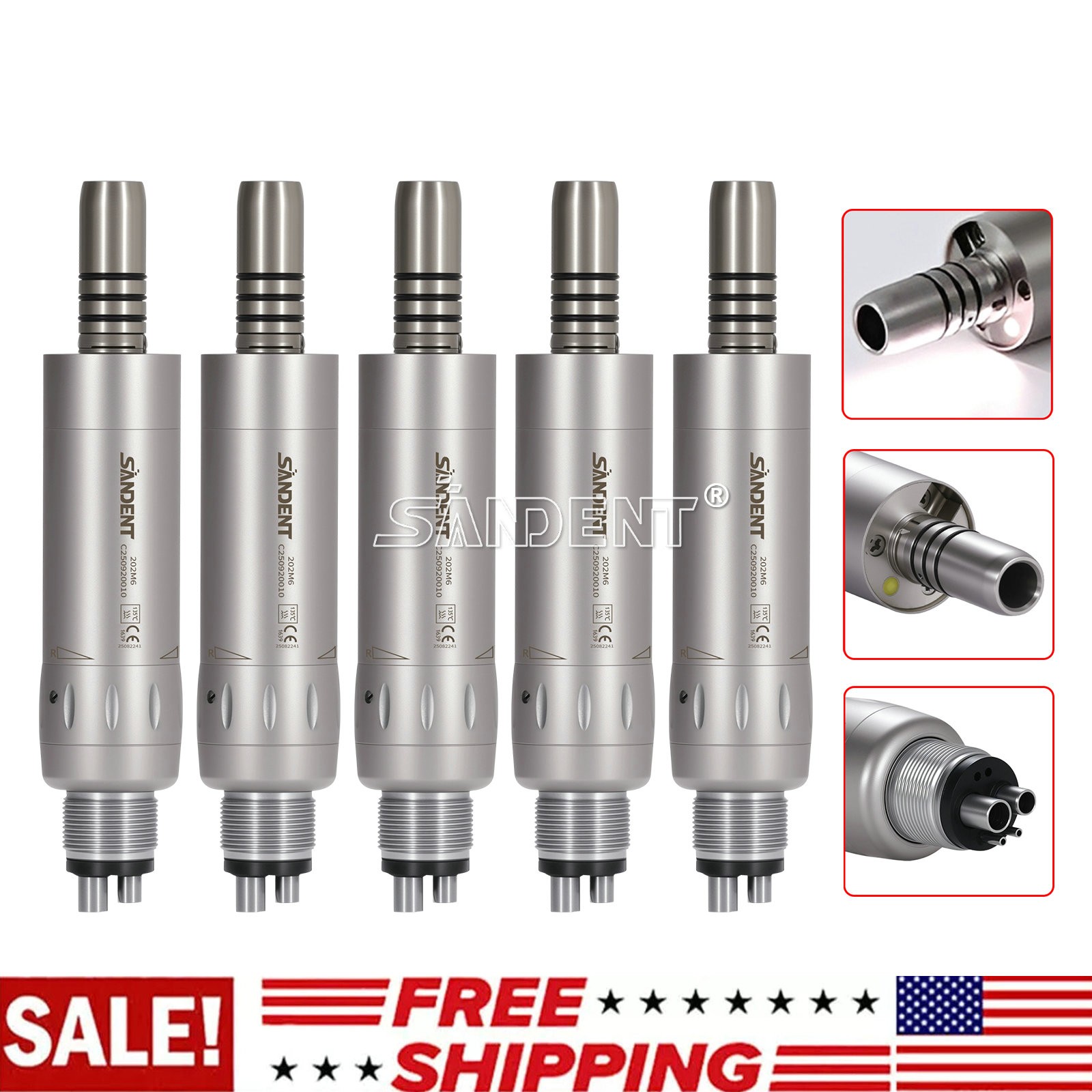 1-10 Dental Inner Water E-generator LED Low Speed Air Motor Handpiece 4 Hole po