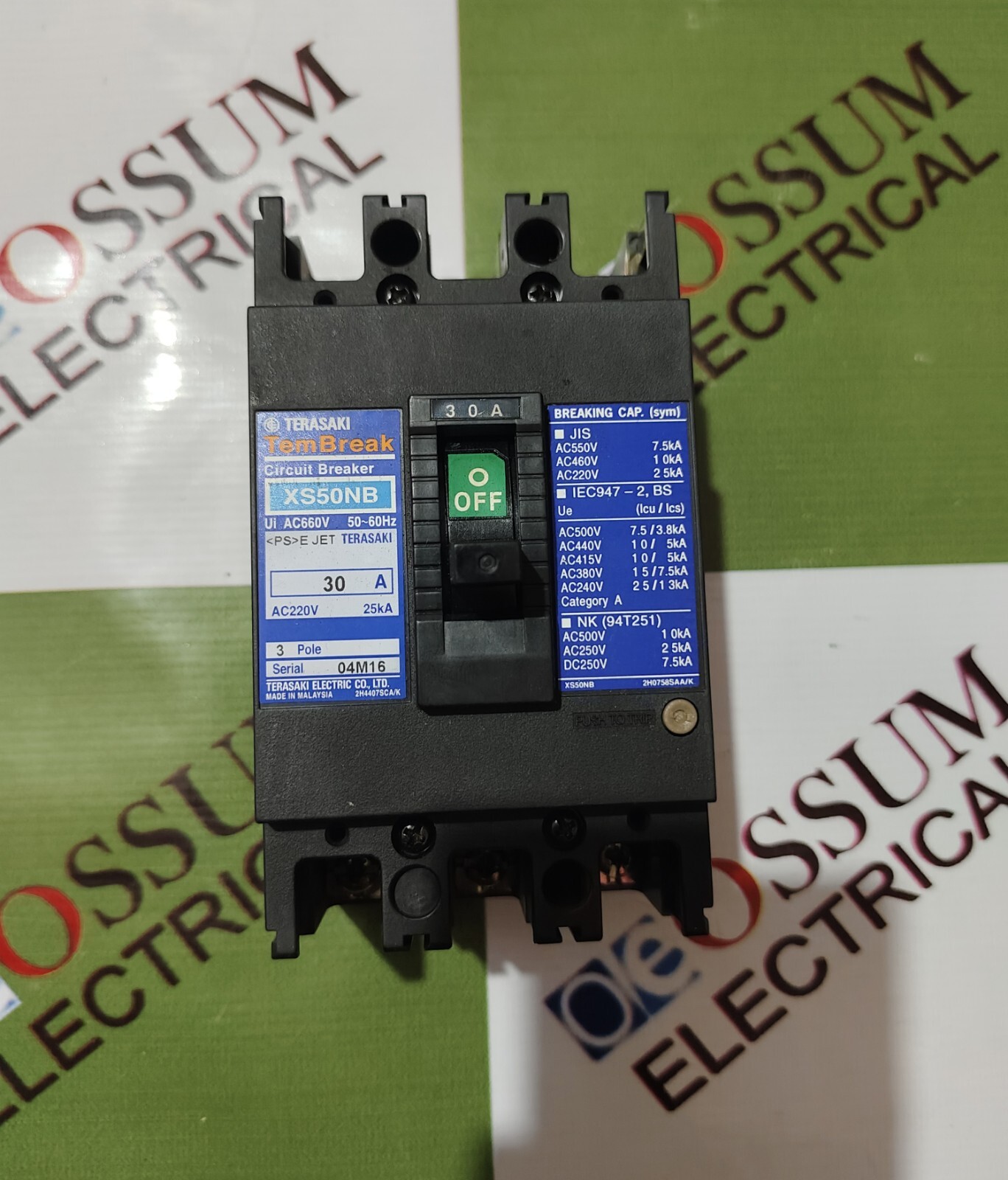 TERASAKI XS50NB TEMBREAK CIRCUIT BREAKER 30AMP 220VAC 25KA FREE FAST SHIPPING