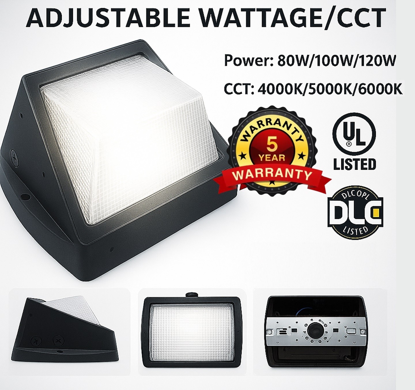 120W LED Wall Pack Light 22,500LM 6000K Outdoor Security Fixture Photocell IP65