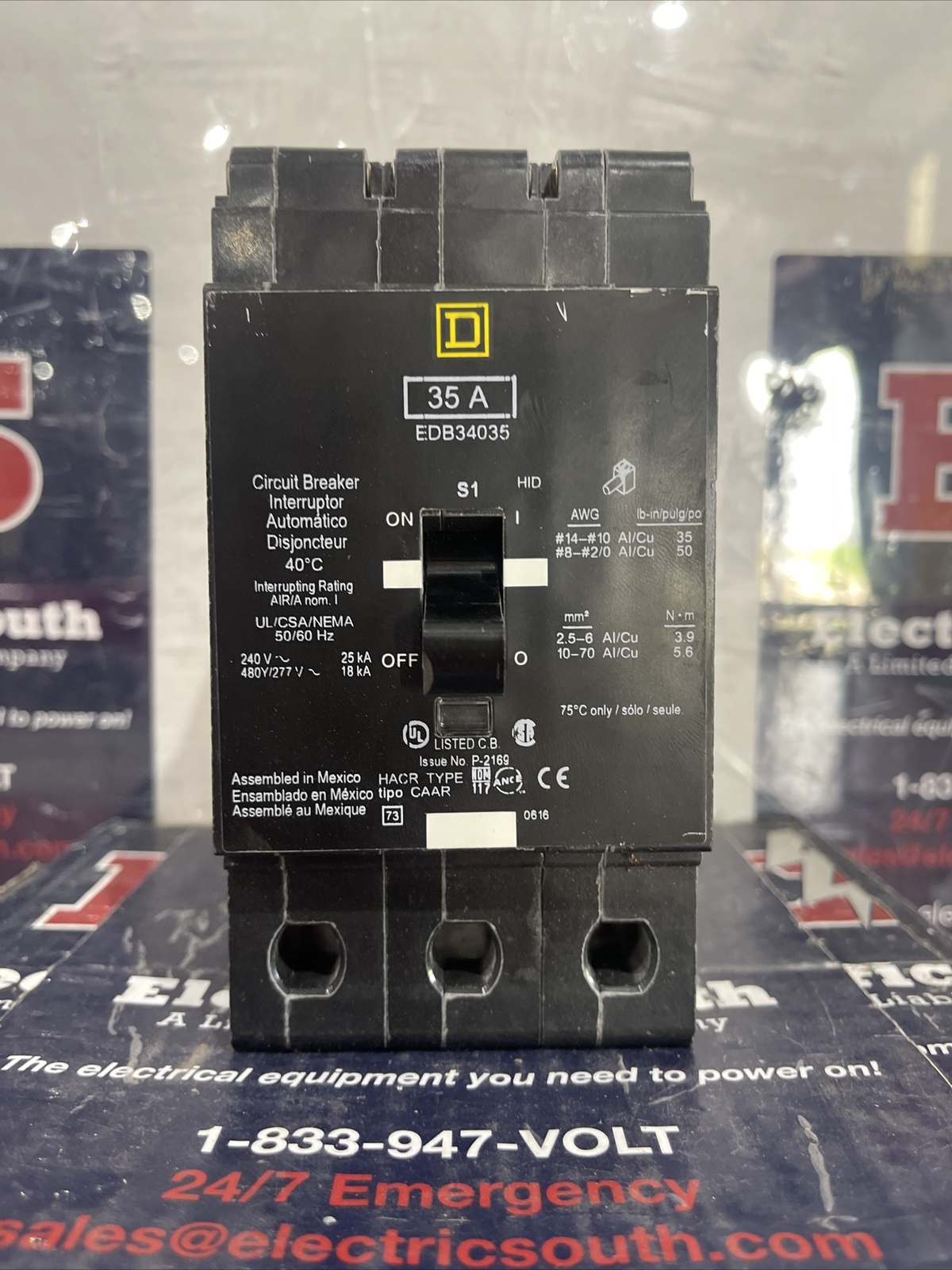 Square D EDB34035 Circuit Breaker 35 Amp 480V 3 Pole