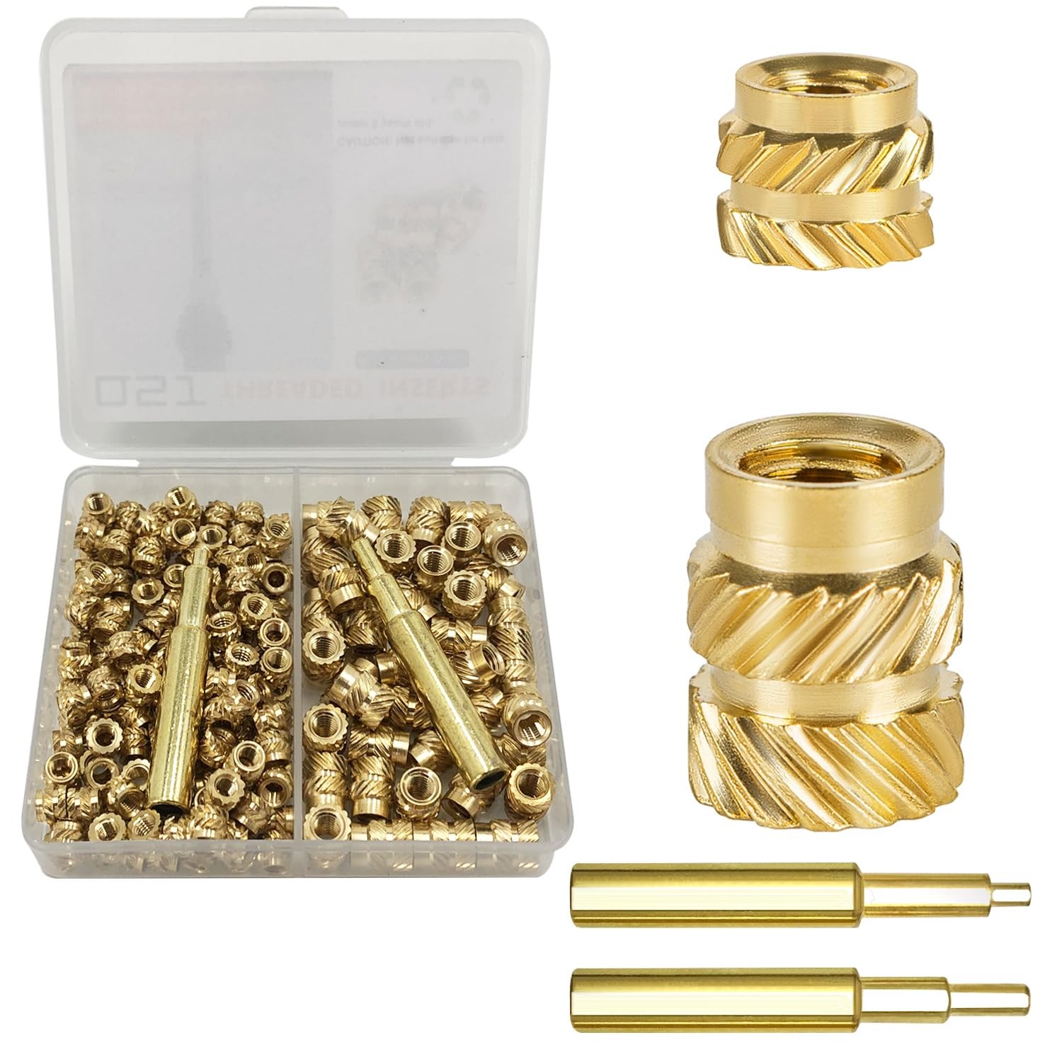 M2.5 M3 M4 Brass Threaded Inserts Bolt Set with Bolt for 3D Printed Plastic Part