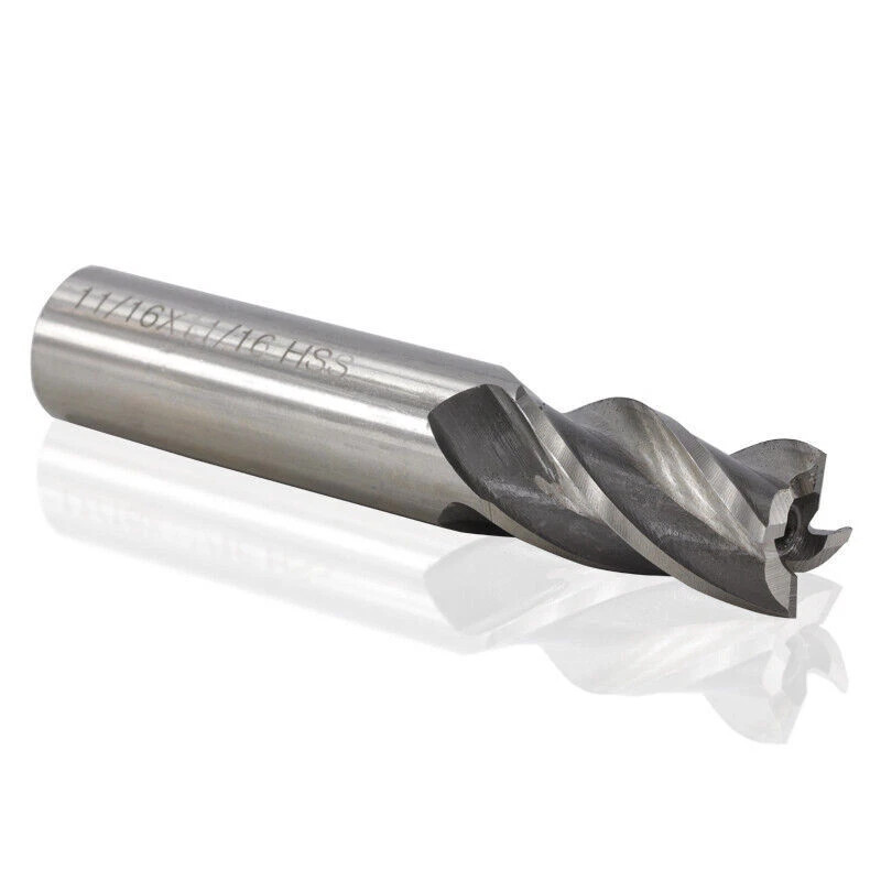 1/2″ 3/8″ 5/16″ 1/4″ 3/16″ 5/32″ 1/8″ 1/16″ 8pcs HSS 4 Flute Straight End Mill