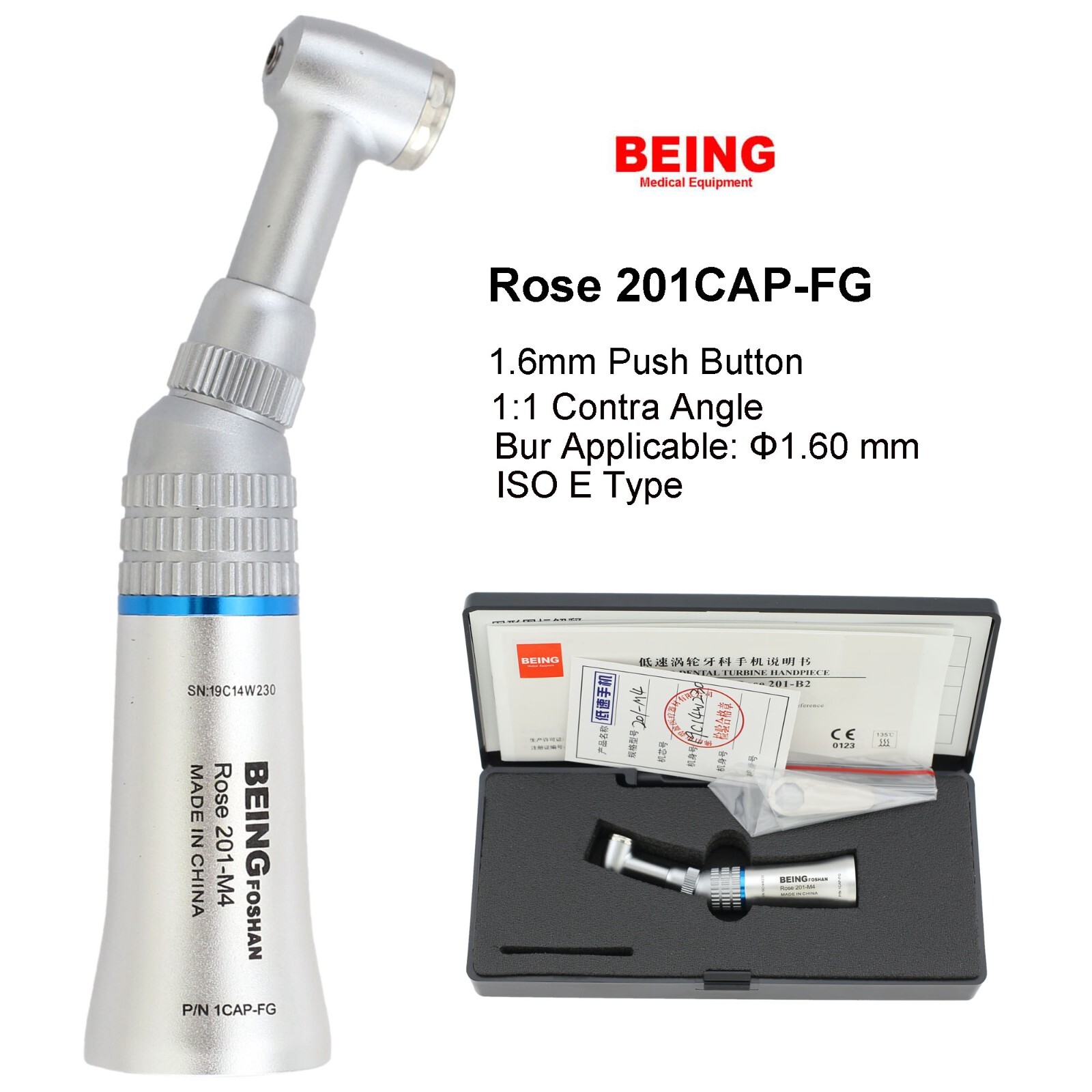 BEING Dental Air Motor 4 Hole Contra Angle Straight Handpiece Low Speed KAVO NSK