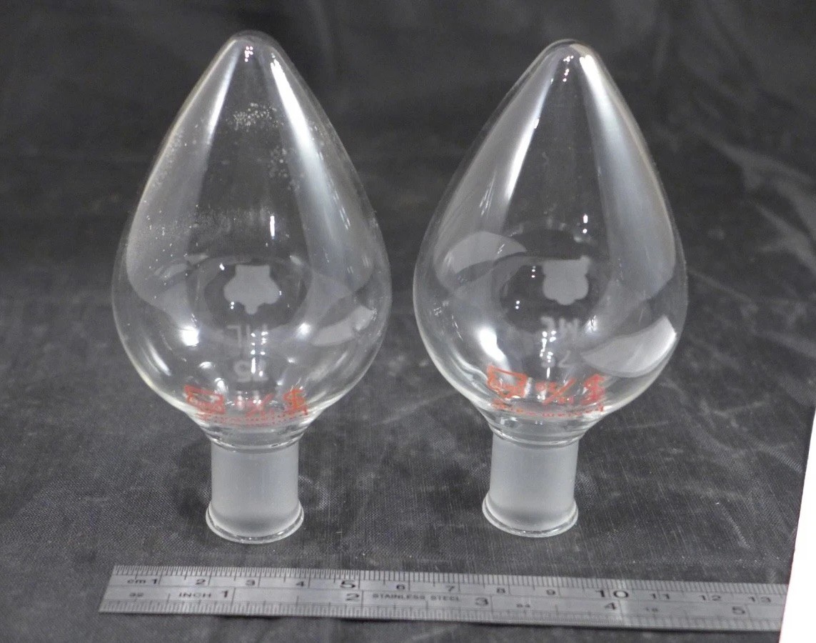 Set of 2 || KIMBLE Kontes Pear-Shaped Flask, 75mL, ST 14/20 #294250-0075