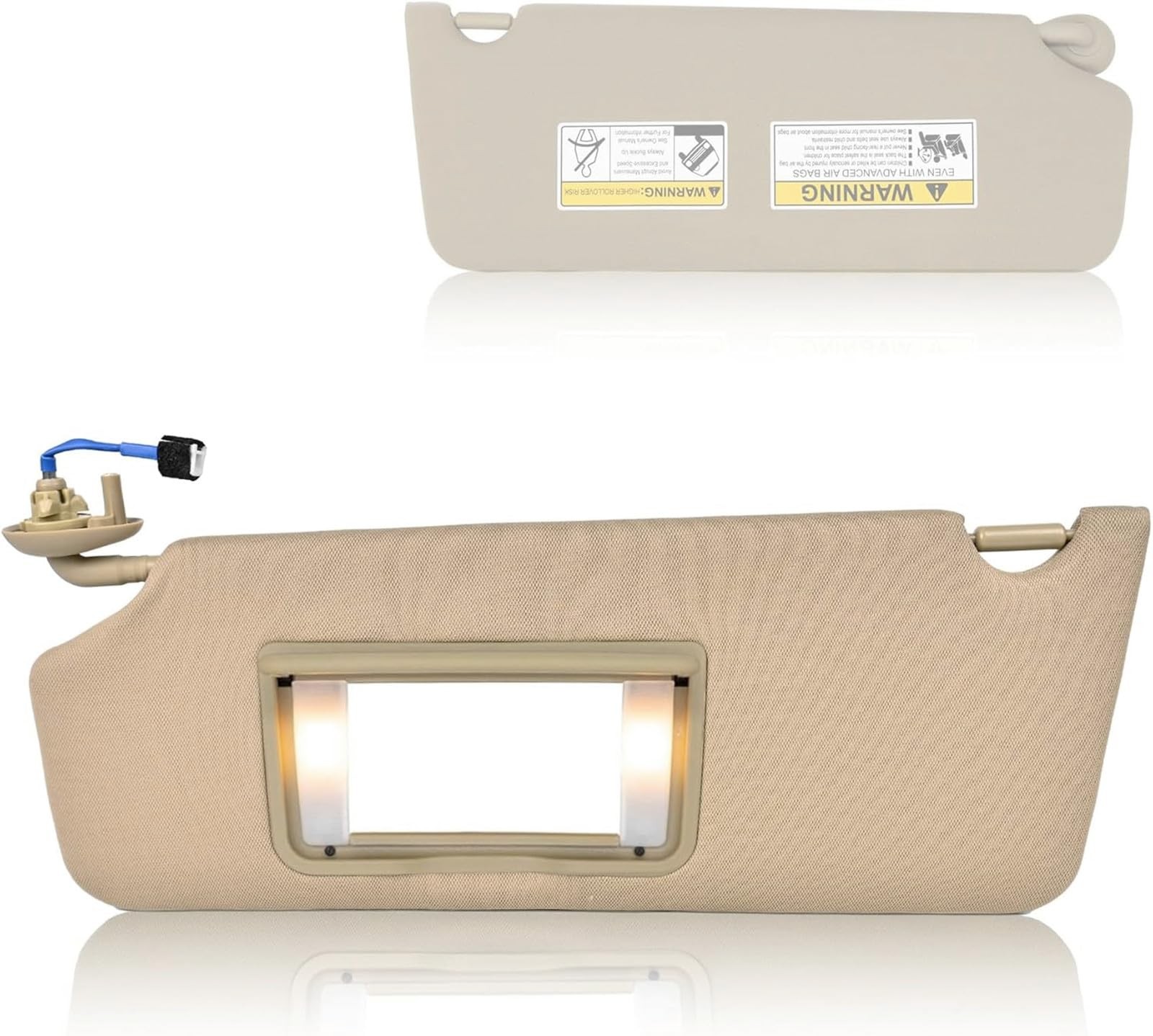 Sun Visor Driver LH Beige with Mirror Light for Pilot Ridgeline Passport 2016-23