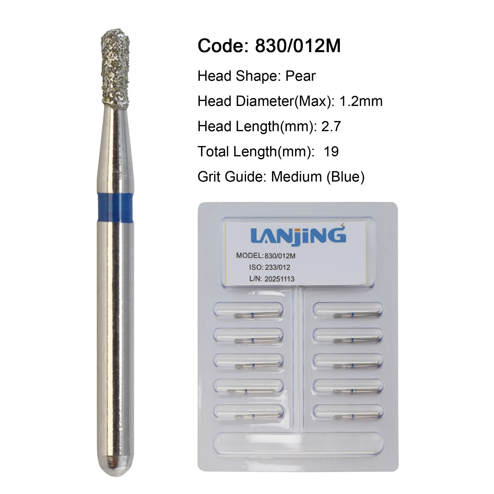 Dental Diamond Burs FG Surgical Long Round Taper High Speed Bur 850 856 Pear 330