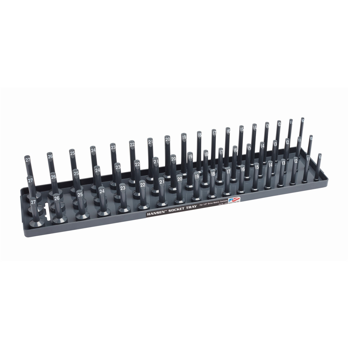 12023 Hansen Global 1/2″ Metric 3-Row Socket Tray